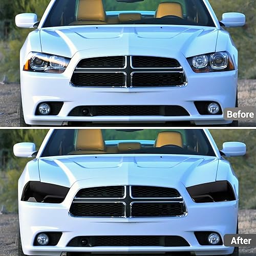 Miniatura 9 de Hoolcar Cubierta de lámpara delantera para faros delanteros, marco de bisel, accesorios exteriores compatibles con Dodge Charger 2015-2023, negro