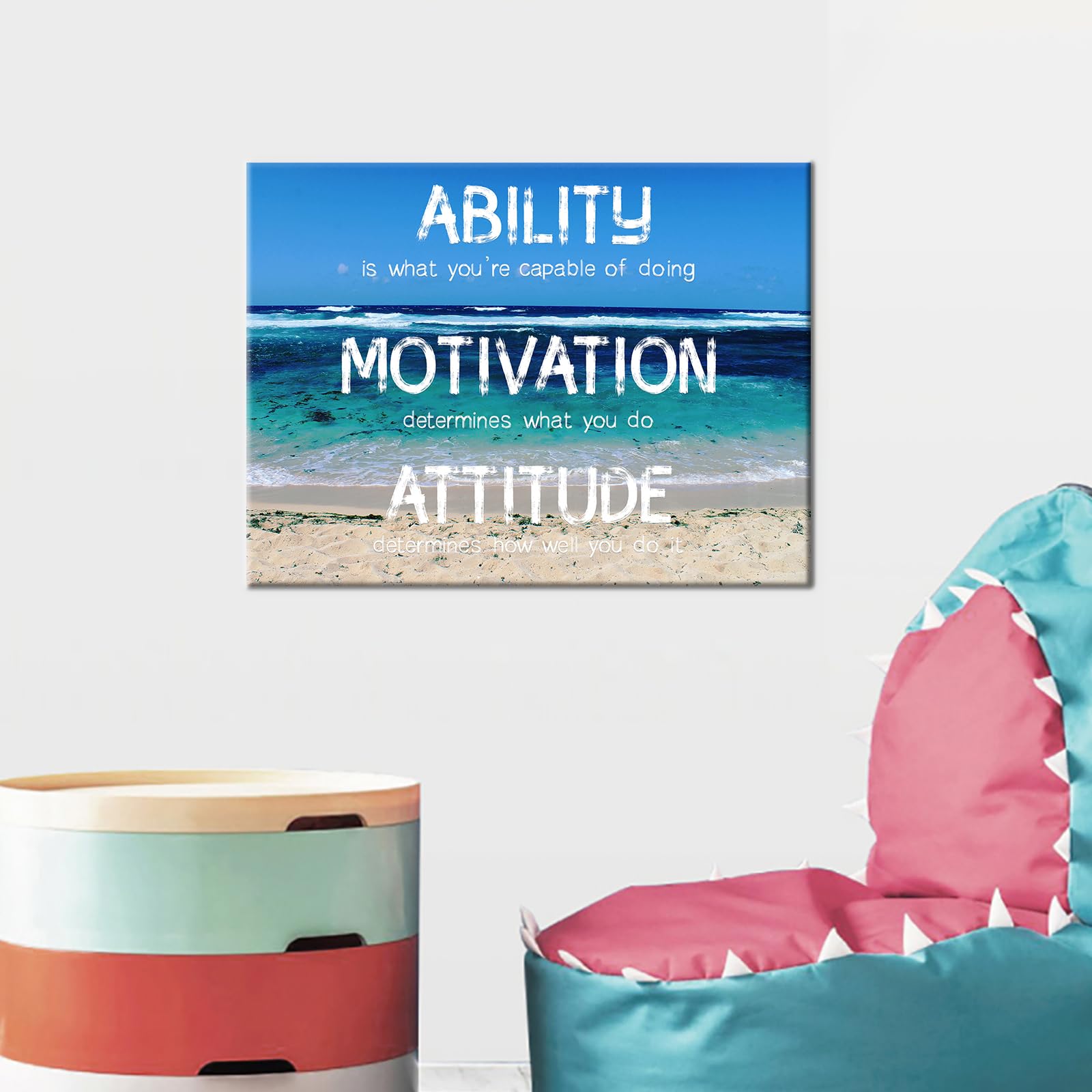 Lienzo con citas motivacionales, Cuadro Arte de Pared, Lienzo Inspirador, Paisaje, Mar, Empresario, Oficina, Decoración de Pared, Póster Impreso para Sala de Estar, Oficina, Gimnasio