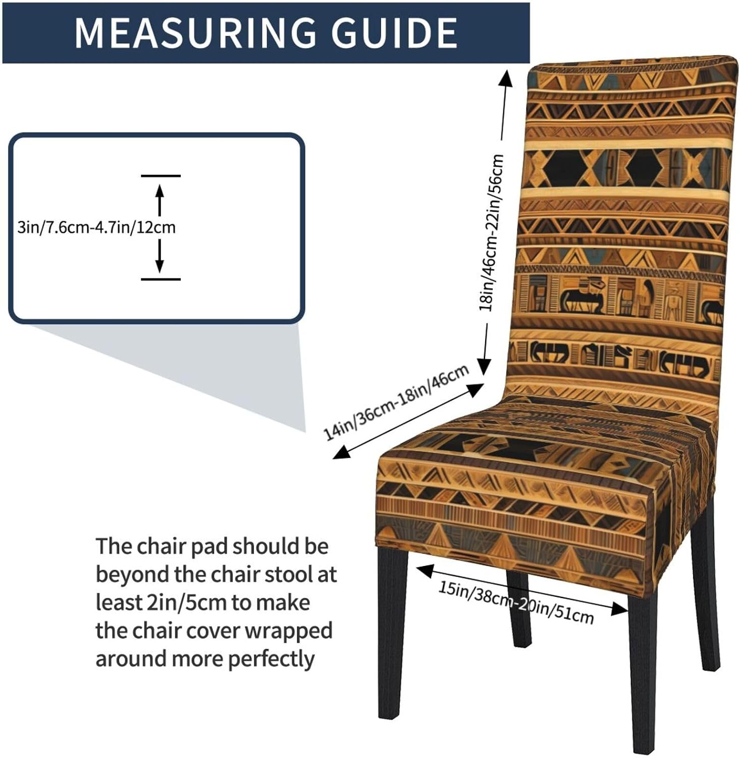 Egyptian Frescoes Prints Protection Cover for Dining Chair - Stretchable Chair Throw Covers for Dining Room, Hotel Event Party