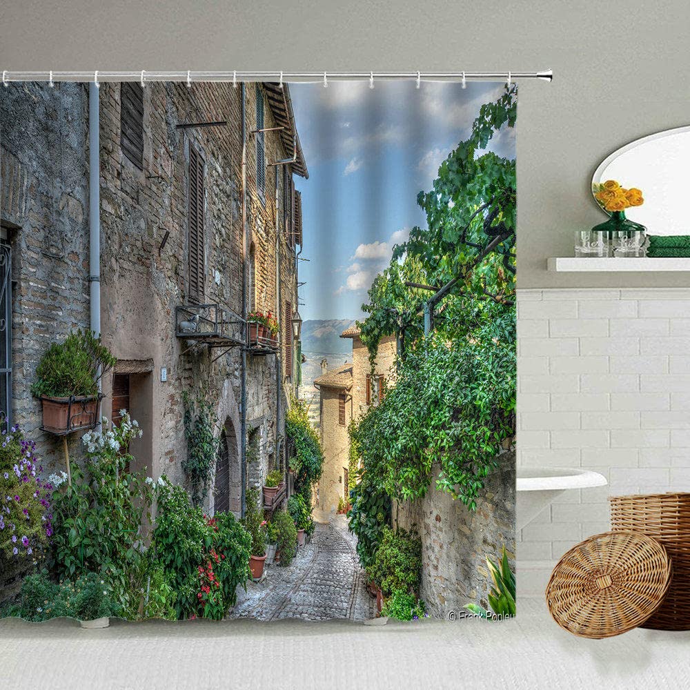 Duschvorhang Im Europäischen Retro-Gartenstil – Wasserdichtes Polyester, 183x183 Cm