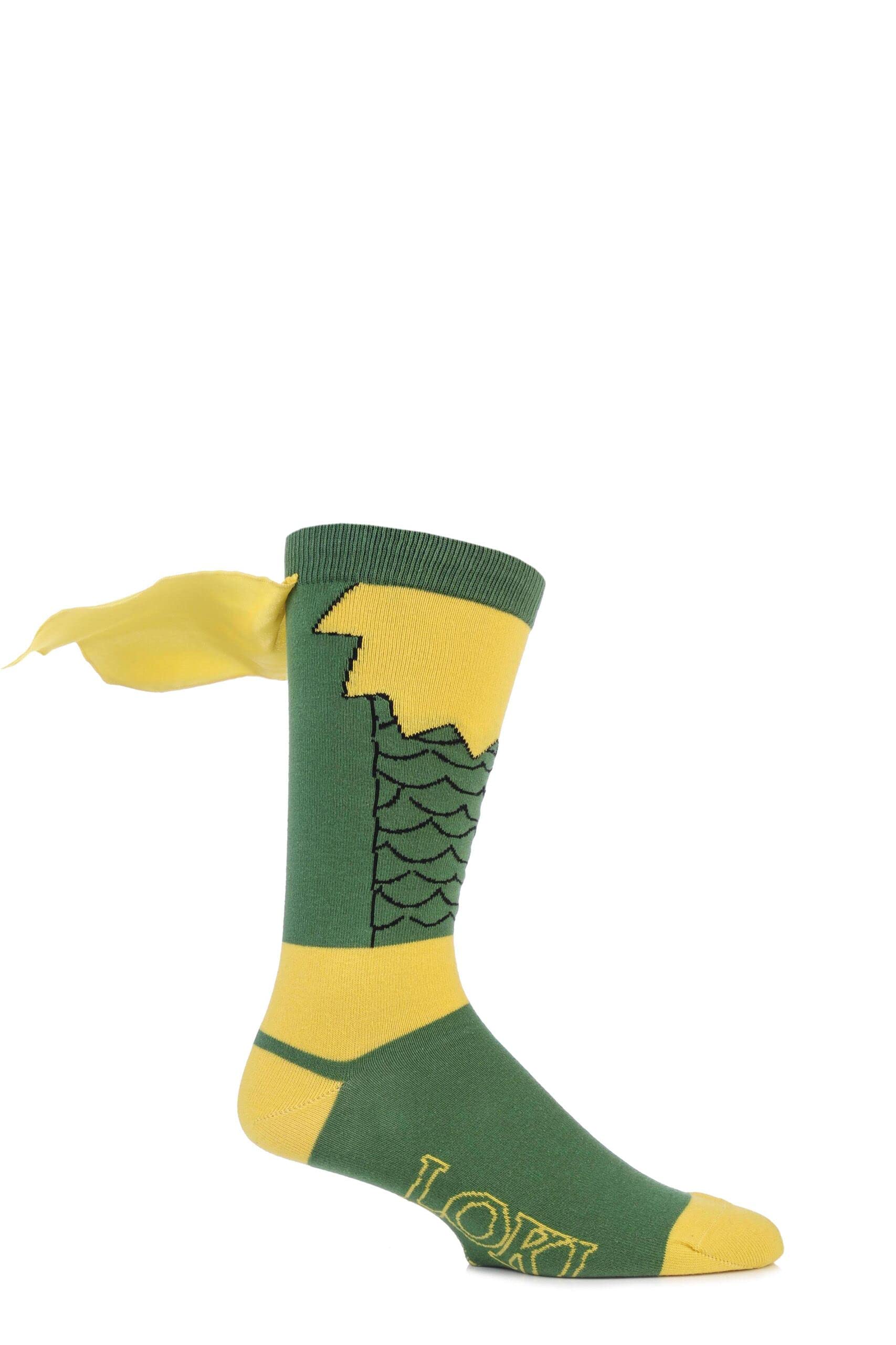 Sockshop Men's Green 1 Pair Marvel Loki Cape Cotton Socks 7-12