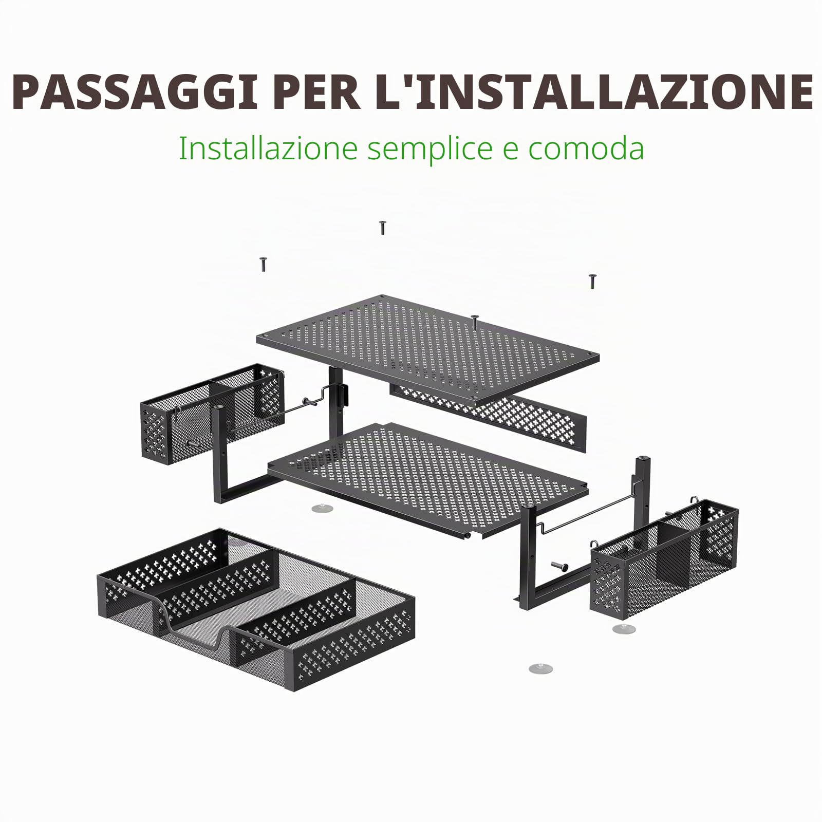 Simple Trending Supporto per monitor in metallo a 2 ripiani e organizer da scrivania per computer, con cassetto e portapenne, per computer portatile, computer, iMac, nero