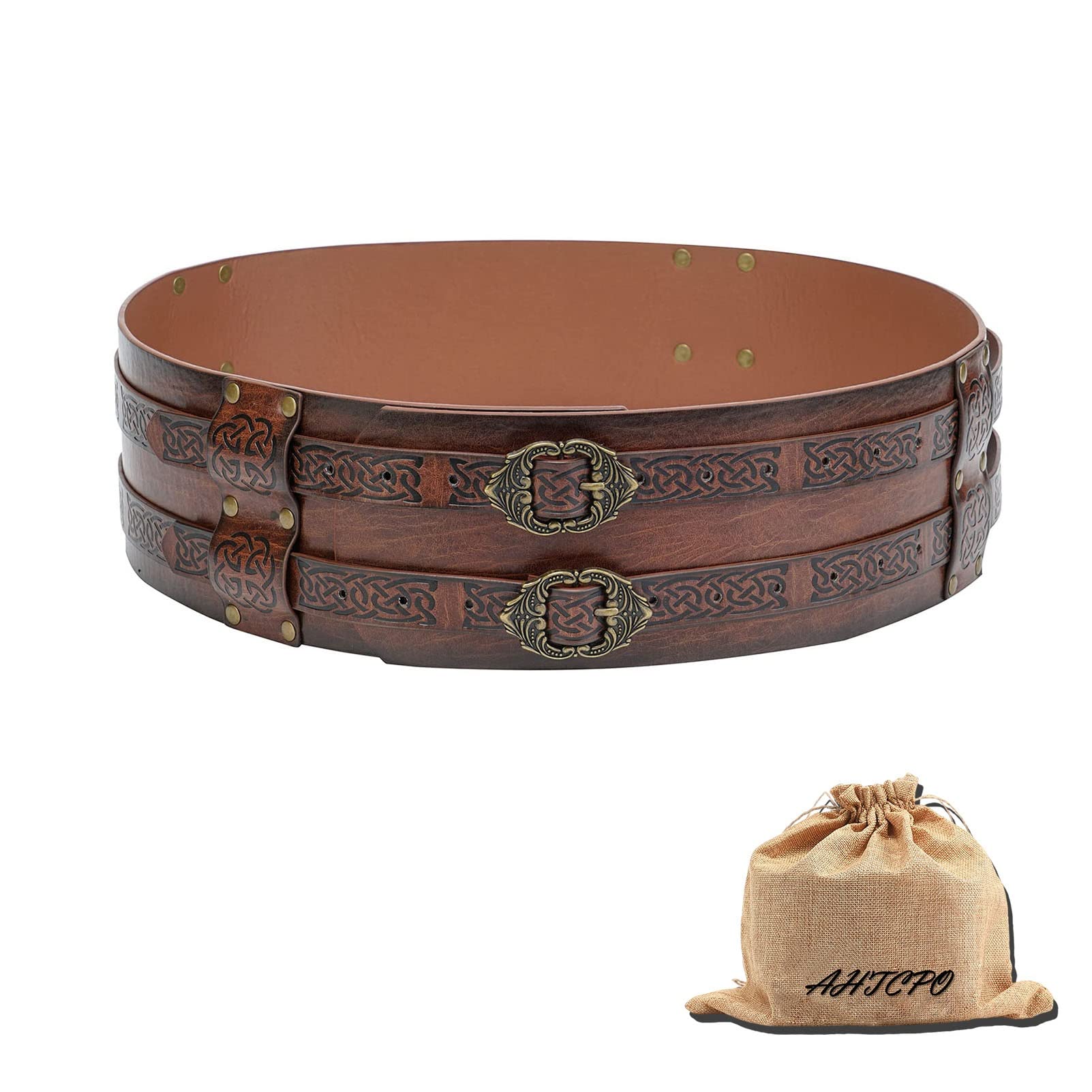 Costumes d'halloween LARP : accessoire ceinture large Viking marron