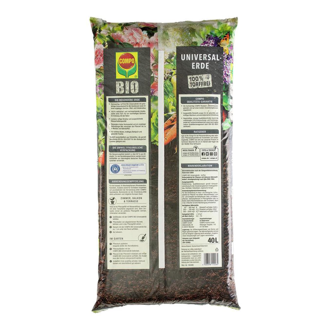 COMPO Bio Universalerde torffrei - fr alle Garten- und Balkonpflanzen  sowie Obst- und Gemsekulturen 40L : Amazon.de: Garten