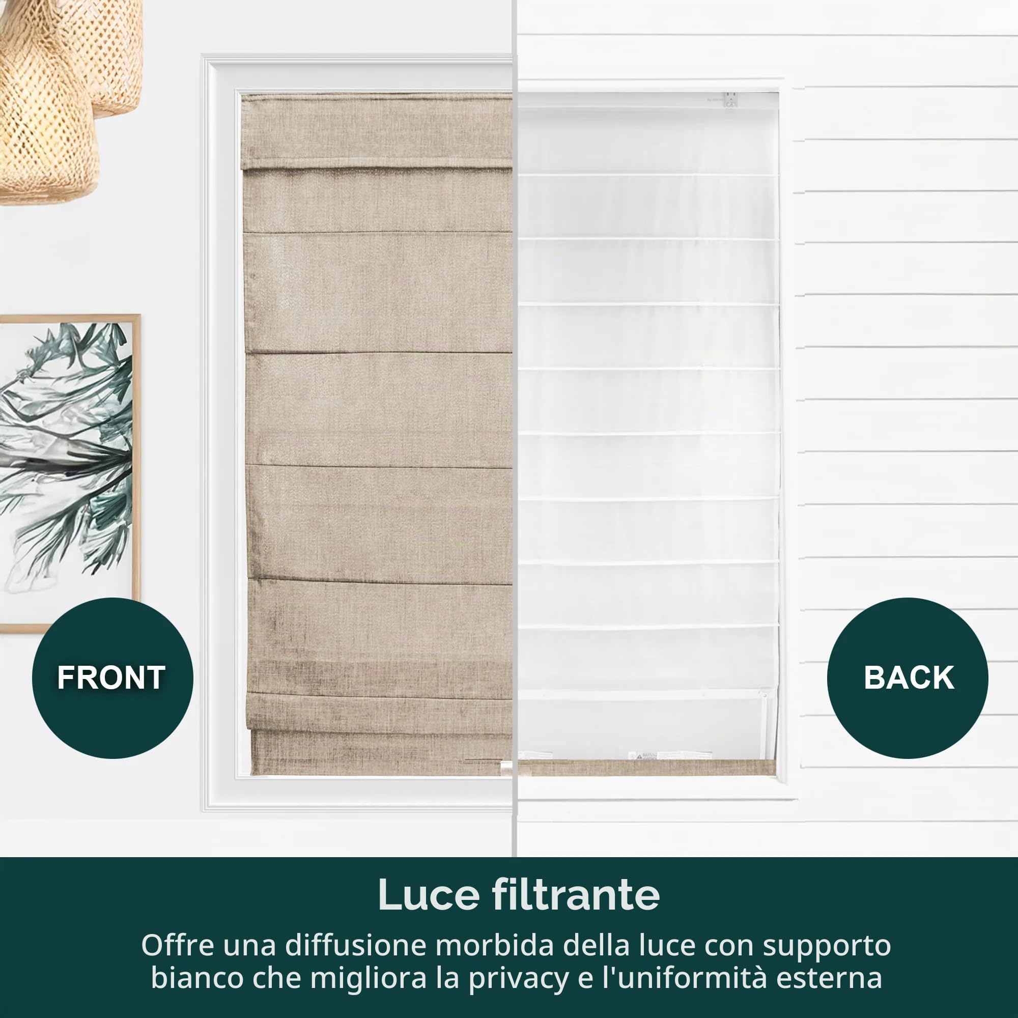 CHICOLOGY Tonalità romane per finestre, trattamenti per finestre, tonalità romane, tonalità romane, tonalità oscuranti della stanza, tonalità per finestre, 73 cm di larghezza x 164 cm di altezza, lino