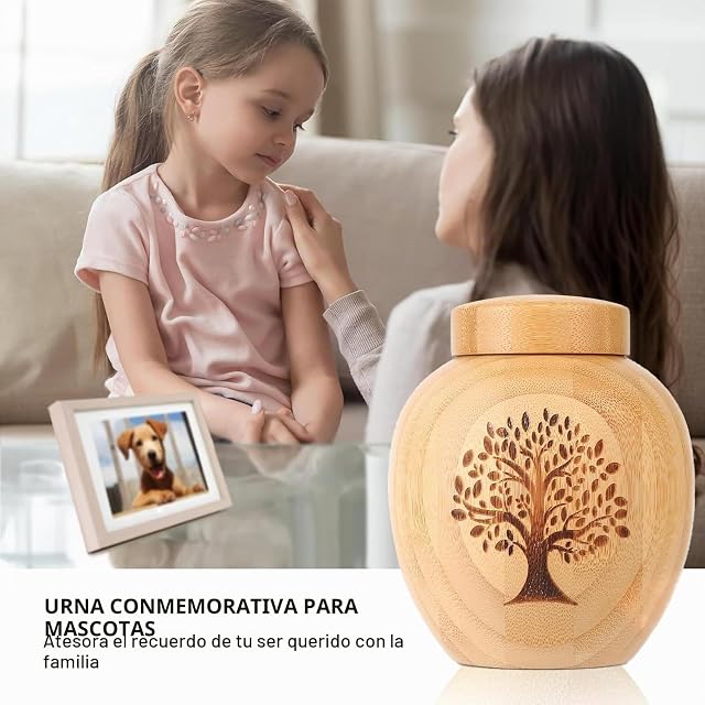 Foto 8 de 8 de LIULINY 3 Pza Urna Pequeña para Cenizas de Bambú, Mini Urnas para Cenizas