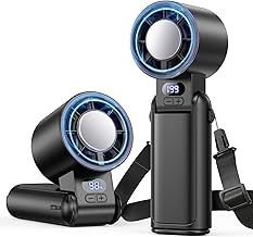 Handheld Fan Rechargeable with LED Display & Clip, 1-199 Speed Adjustable, 3-in-1 Hand Neck & Desk Fan, Powerful Portable Mini Hand Held Fans for Travel Camping Office Home, Black
