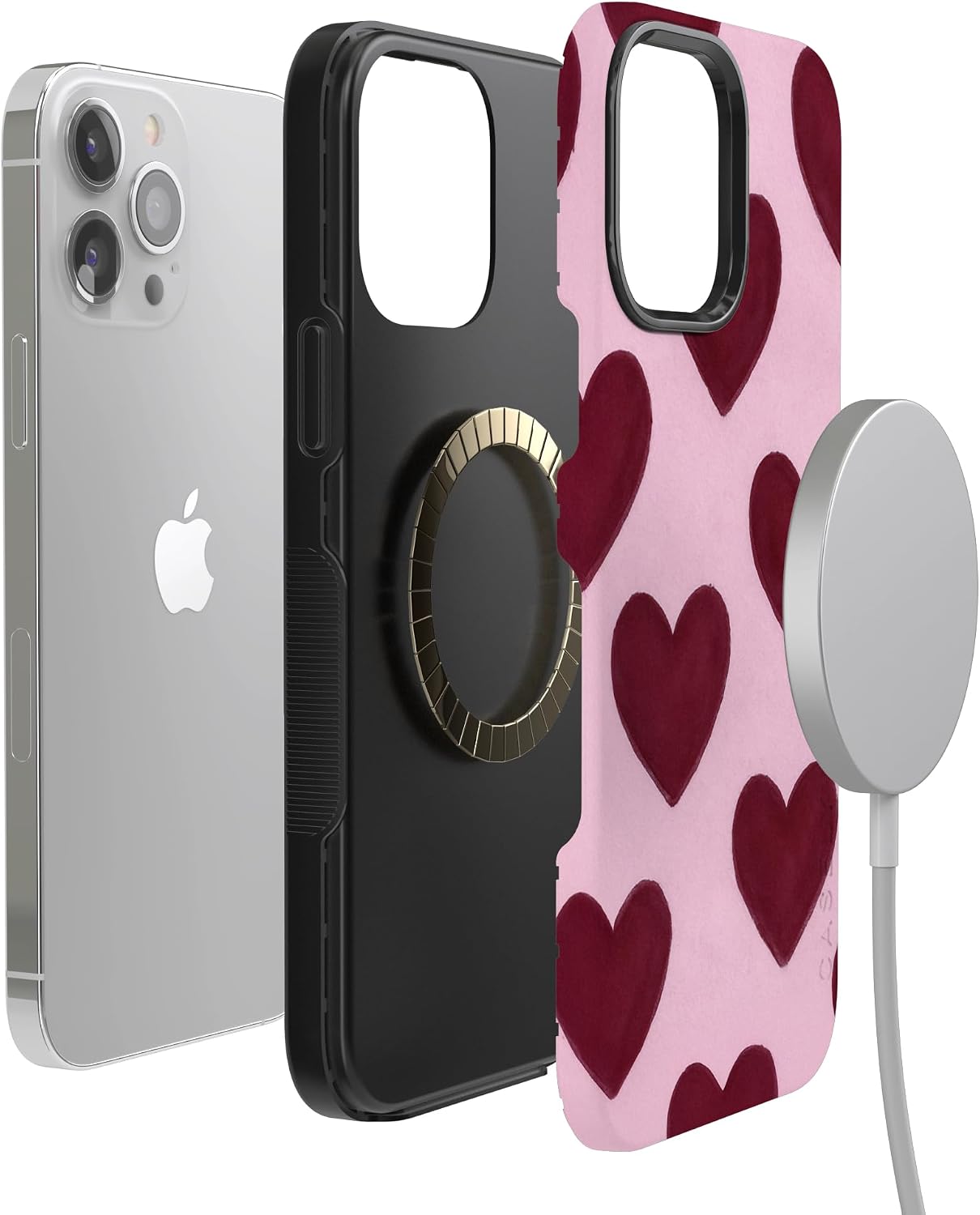 Casely iPhone 13 Pro Max Case | Whole Lotta Love | Plum Hearts | Bold Protective Design | MagSafe Compatible Design
