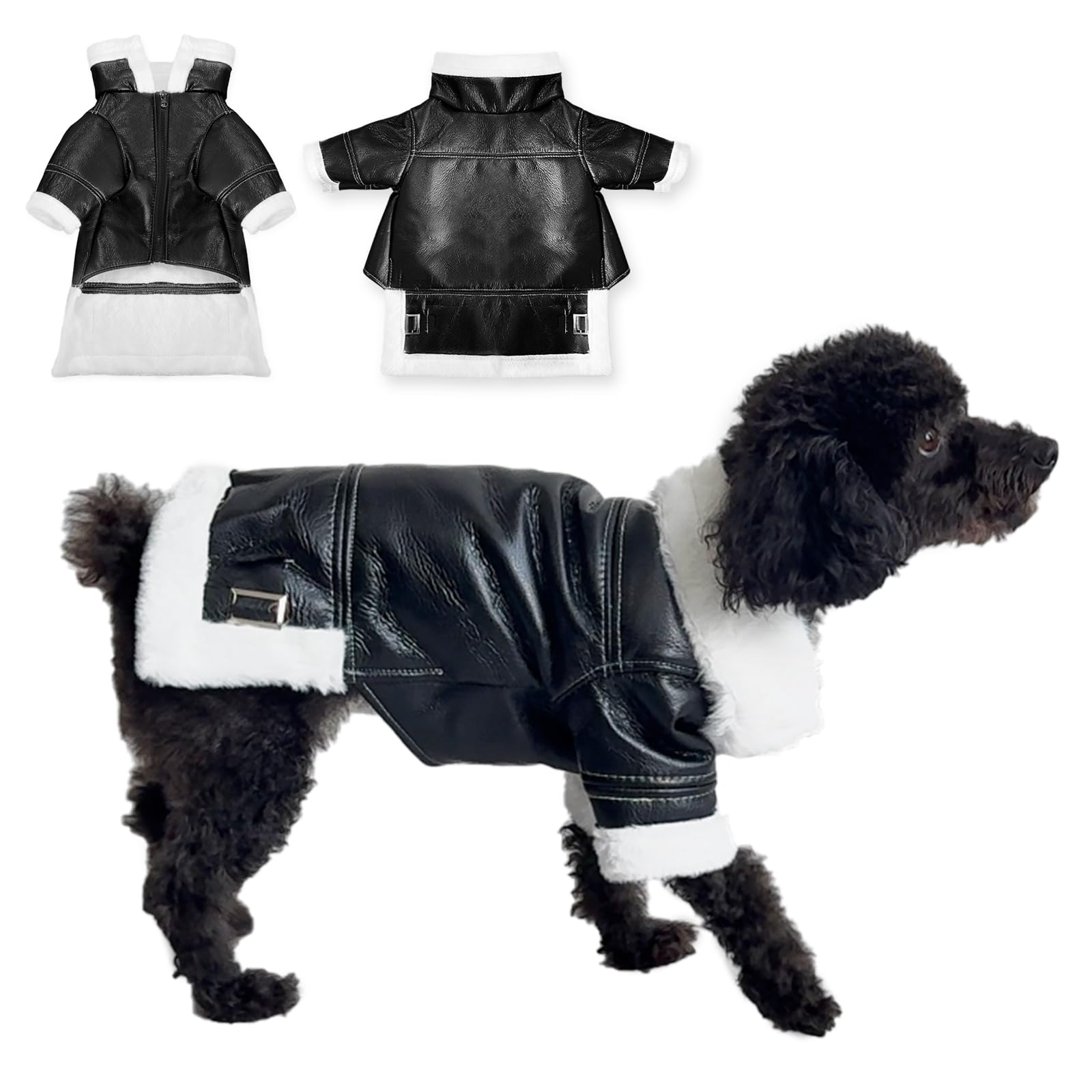 Gilet invernale per cani, giacca in pelle per cani, caldo, antivento, per cani di taglia piccola e media (XL)