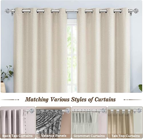 Miniatura 7 de USFOOK Barras de cortina de 1 pulgada de 36 a 72 pulgadas (3-6 pies), barra telescópica para cortinas individuales, barras de cortina plateadas para