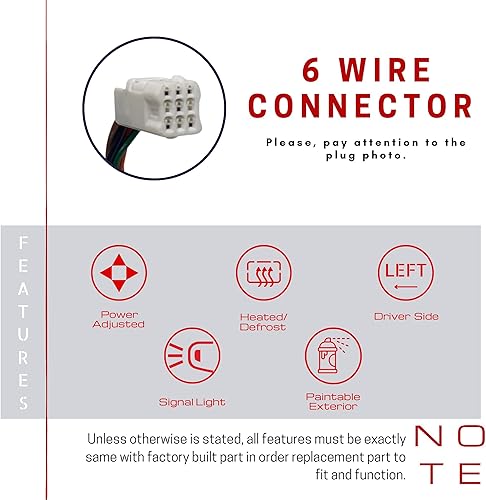 Miniatura 7 de Spieg Reemplazo del espejo lateral del conductor para Mazda CX-3 2016-2021 Power Adj Indicador de señal de giro calefactable Manual Fold PTM