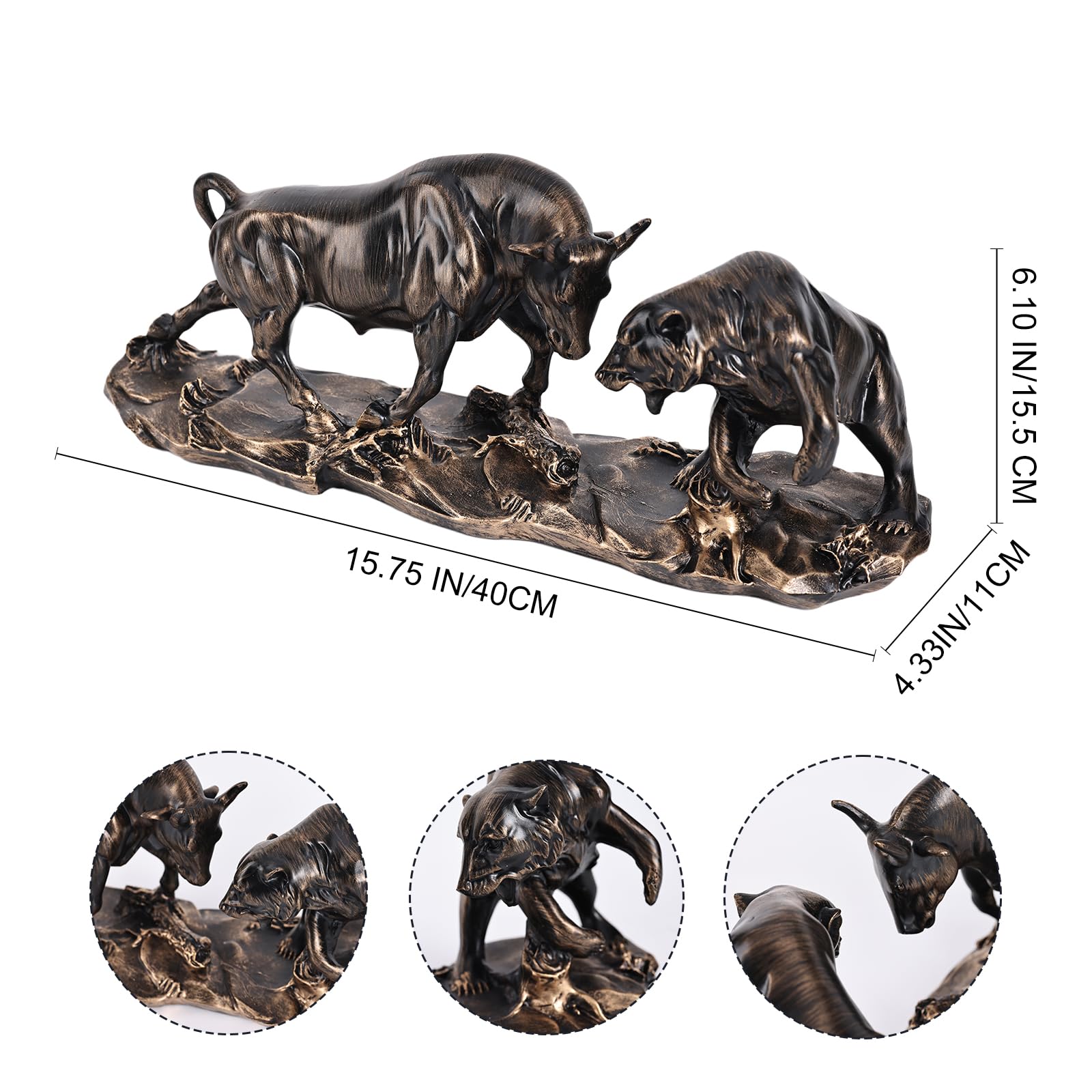 Estatua de toro y oso de Wall Street, escultura de animal de toro del mercado de valores de carga, figura única de toro contra oso, decoración de mercado de valores para oficina, hogar,