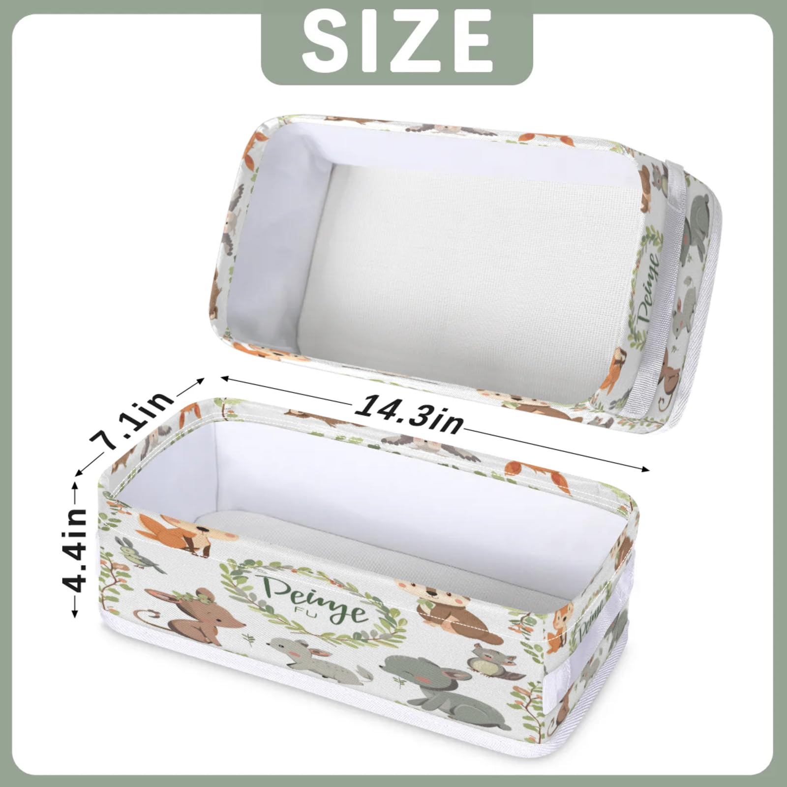 Tablerazzi Toilet Tank Topper Paper Basket with Handle, Cute Animals Bathroom Storage Basket for Organizing, Rabbit Fox Bird Small Fabric Storage Bins for Bathroom Decor