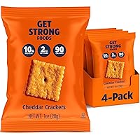 Vista 1 de Get Strong Foods Galletas de Queso Cheddar - Galletas Altas en Proteínas - Aptas para Keto, Bajas en Carbohidratos, Crujiente de Queso Alto en Fibra