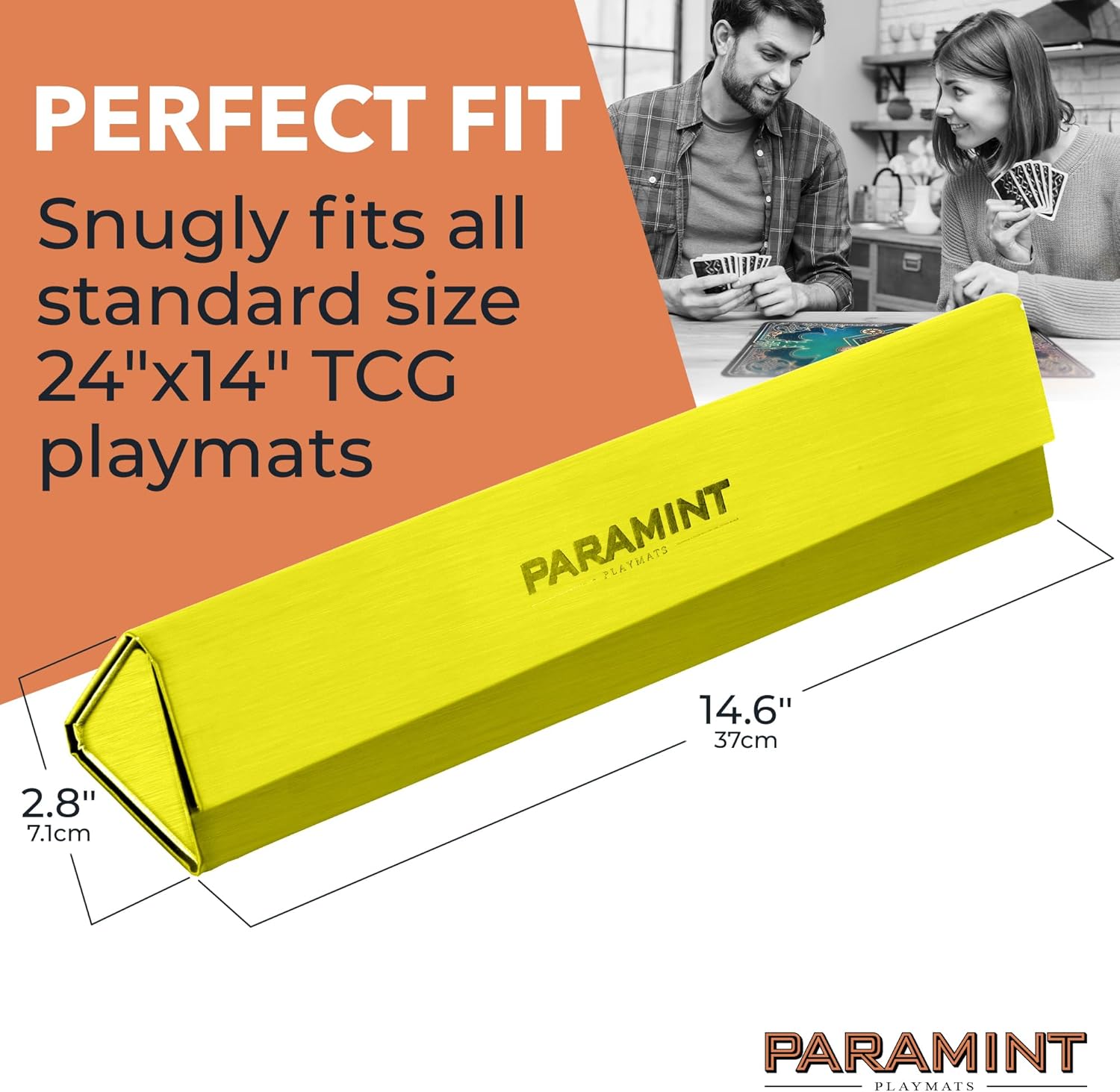 MatShield Yellow, Durable Playmat Case - Compatible with Magic The Gathering, MTG Play Mat Tube - MTG Accessories - Premium Leatherette with Fabric Interior, Magnet Snap Closure