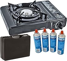 SMH LINE® Camping kooktoestel - Draagbaar Gasfornuis - Incl. 4x gasflessen en koffer