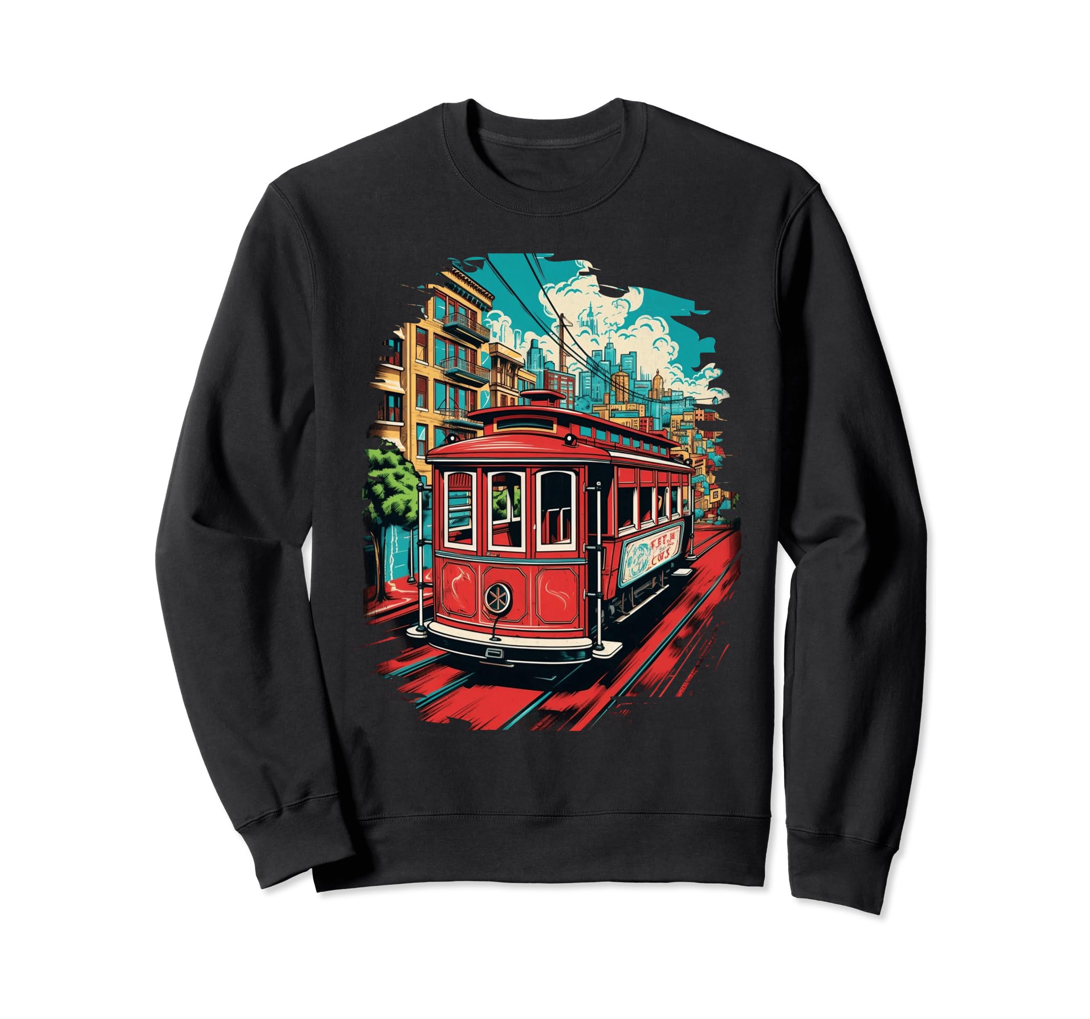 San Francisco's Iconic Cable Car City View California Sweatshirt