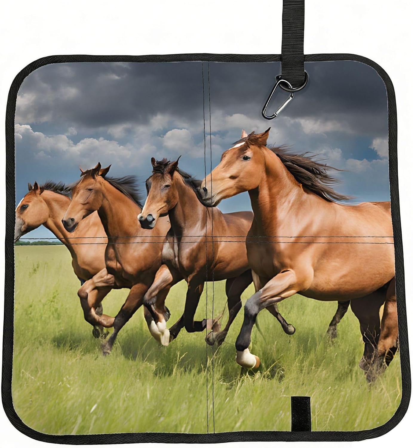 (Horses) Sitting Pad Foldable Seat Cushion Lightweight Camping Seat Mat with Hook for Outdoor Hiking Picnic Camping