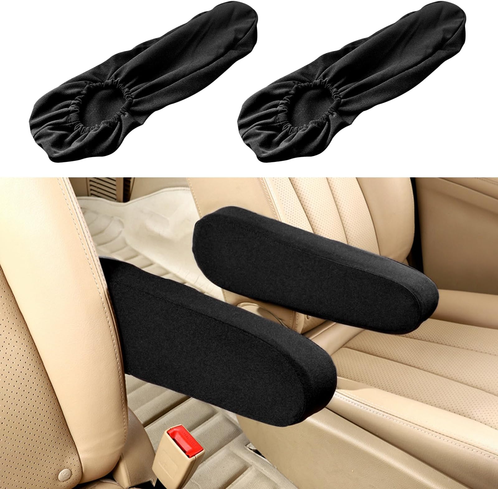 1 Pair Universal Size Seat Arm Rest Cover,Replacement Car Front Seat Armrest Cover,Car Interior Accessories(Black)