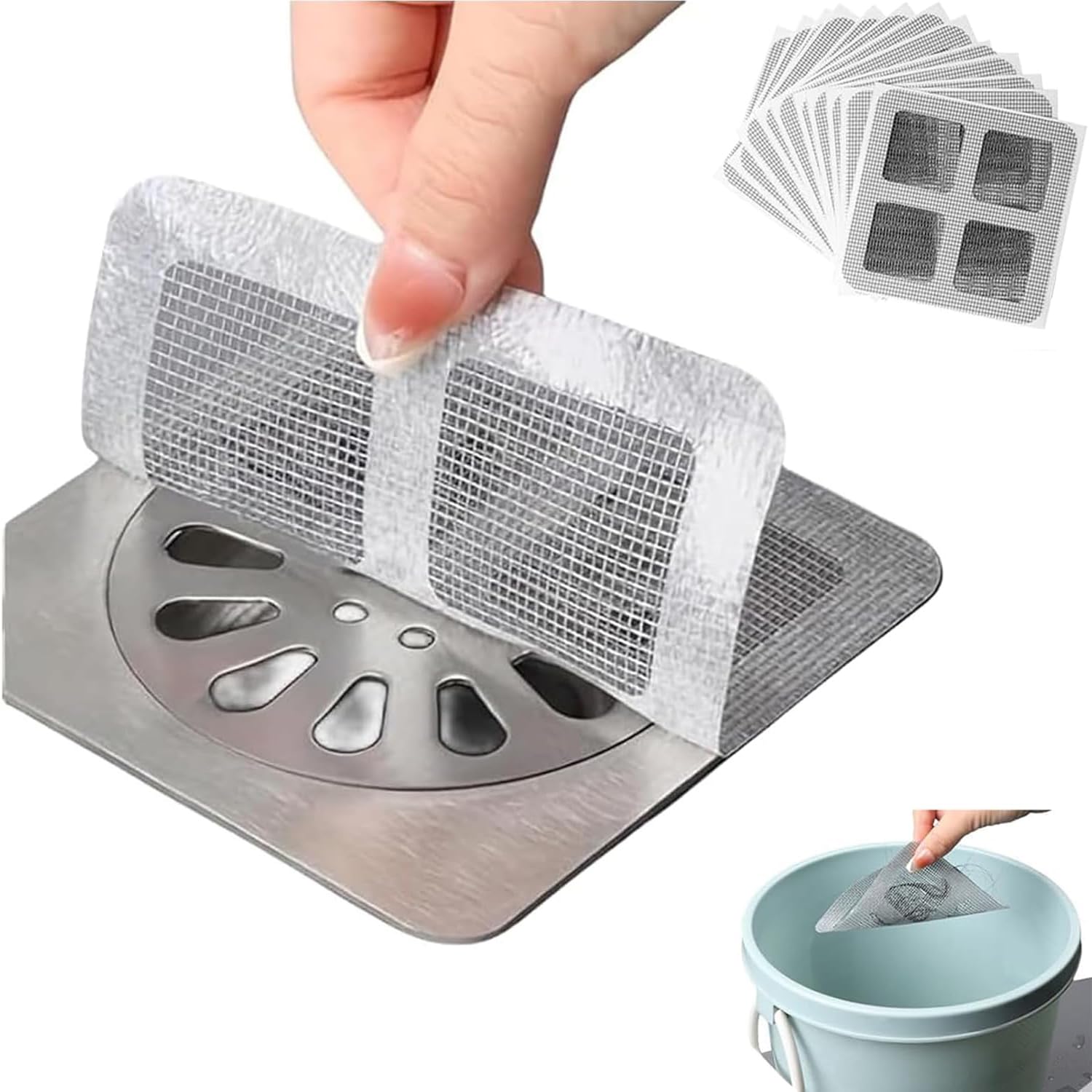 Hair Catcher Bathroom Shower Drain Protector Disposable Hair Drain Stickers Disposable Shower Drain Cover Mesh Cover Floor Drain