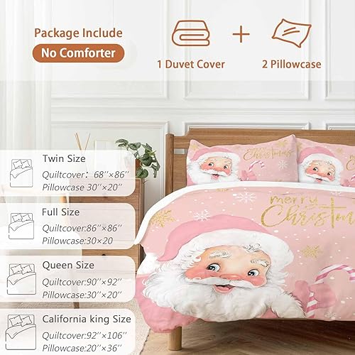 Miniatura 8 de Funda de edredón de Feliz Navidad, tamaño King, funda de edredón de caramelo de Navidad con cierre de cremallera, juegos de cama de 3 piezas, 1