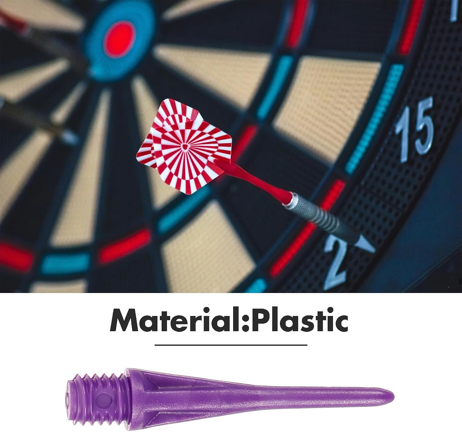 GLEAVI Soft Tip Dart Points Purple 50pcs Replacement for Plastic Soft Needles with Smooth Surface and Flexible Design Electronic Darts for Casual Games