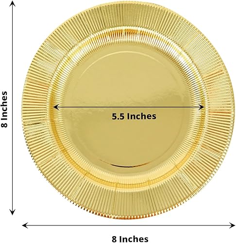 Miniatura 3 de Efavormart - Paquete de 25 platos de papel desechables para aperitivos de postre Gold Sunray de 8 pulgadas, 350 GSM