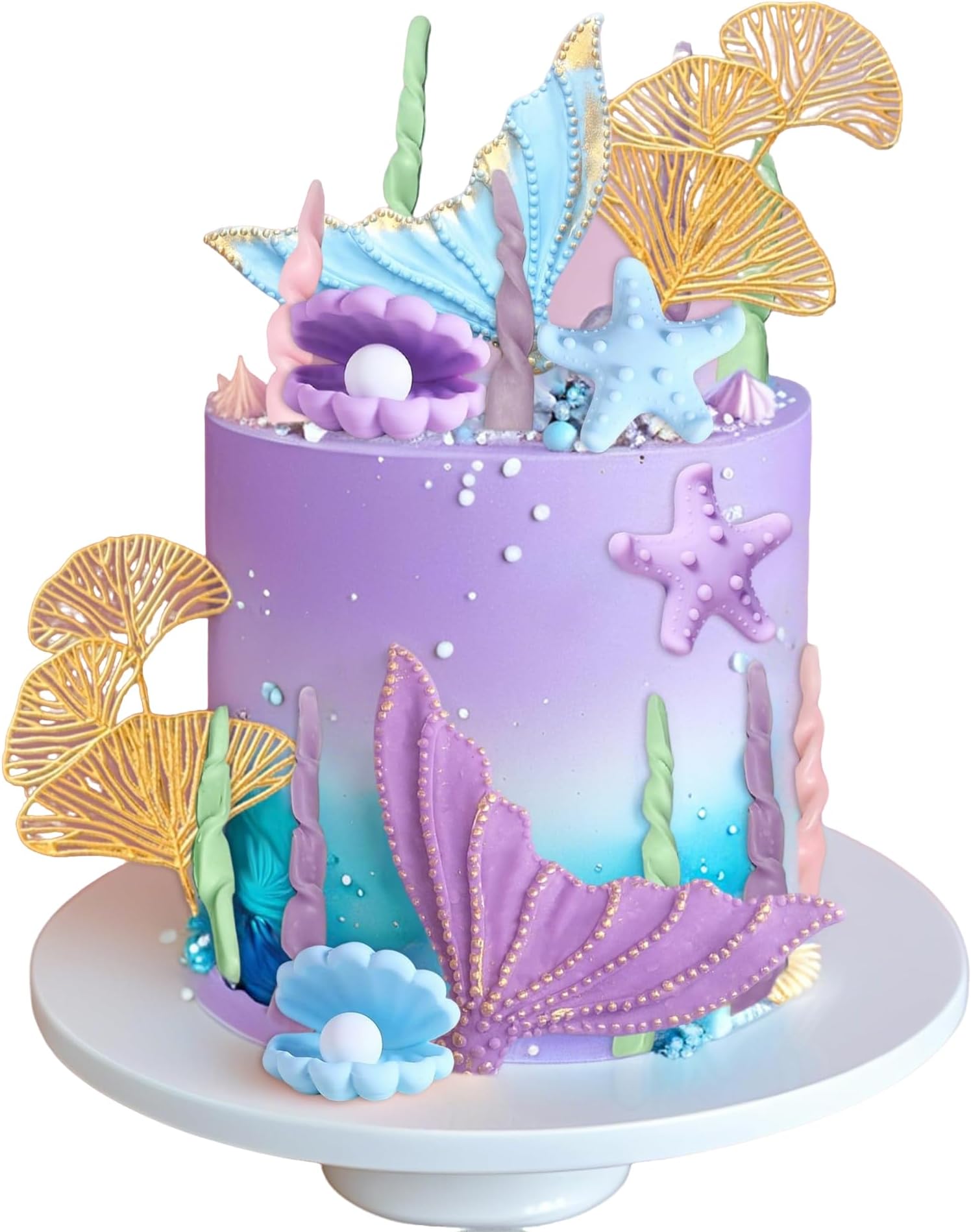 Under the Sea Cake Topper Mermaid Cake Decorations Ocean Mermaid Theme Baby Shower Little Seashell Cake Toppers Birthday Bridal Shower Wedding Party Supplies