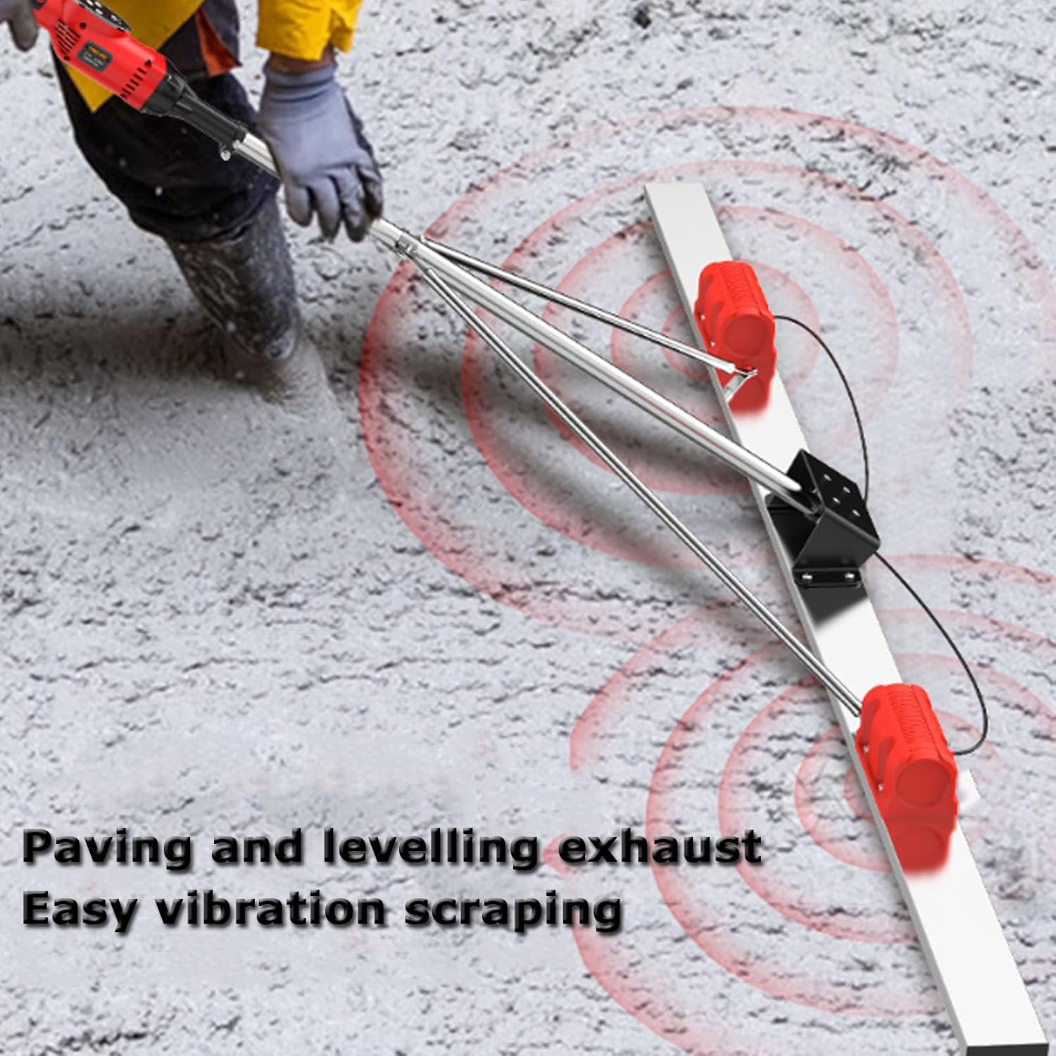 Concrete Surface Screed Finishing Tool with 9 Speed Adjustment and Power Indicator, Battery Operated Electric Cordless Cement Vibrating Leveling Ruler Blade Set with 60