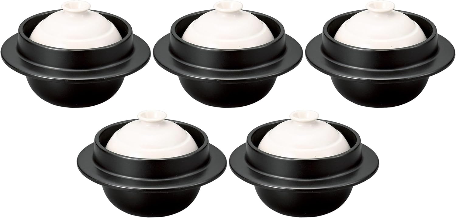 Set of 5, Feather Pot Rice Pot, White Glaze, 1 Cup, 7.1 x 4.5 inches (18 x 11.5 cm), [Rice Cooker]