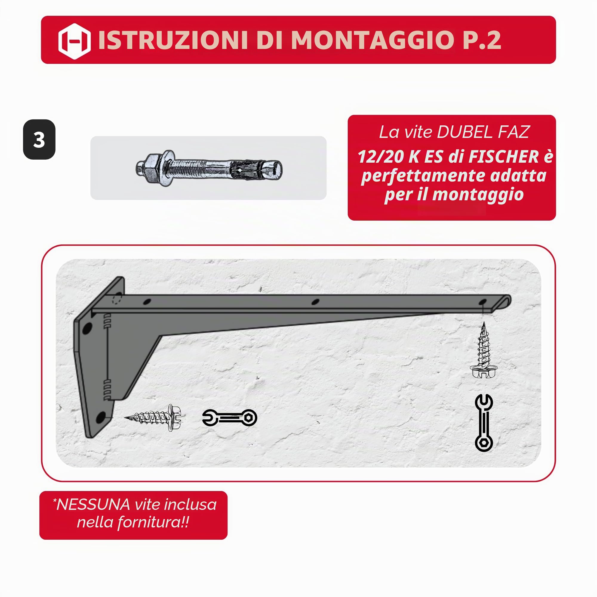 Gedotec Mensola per carichi pesanti in acciaio massiccio | Portata: 150 kg per coppia | Lunghezza: 480 mm | 2 staffe reggimensola | staffa MIRA | grigio primerizzato | mensole robuste