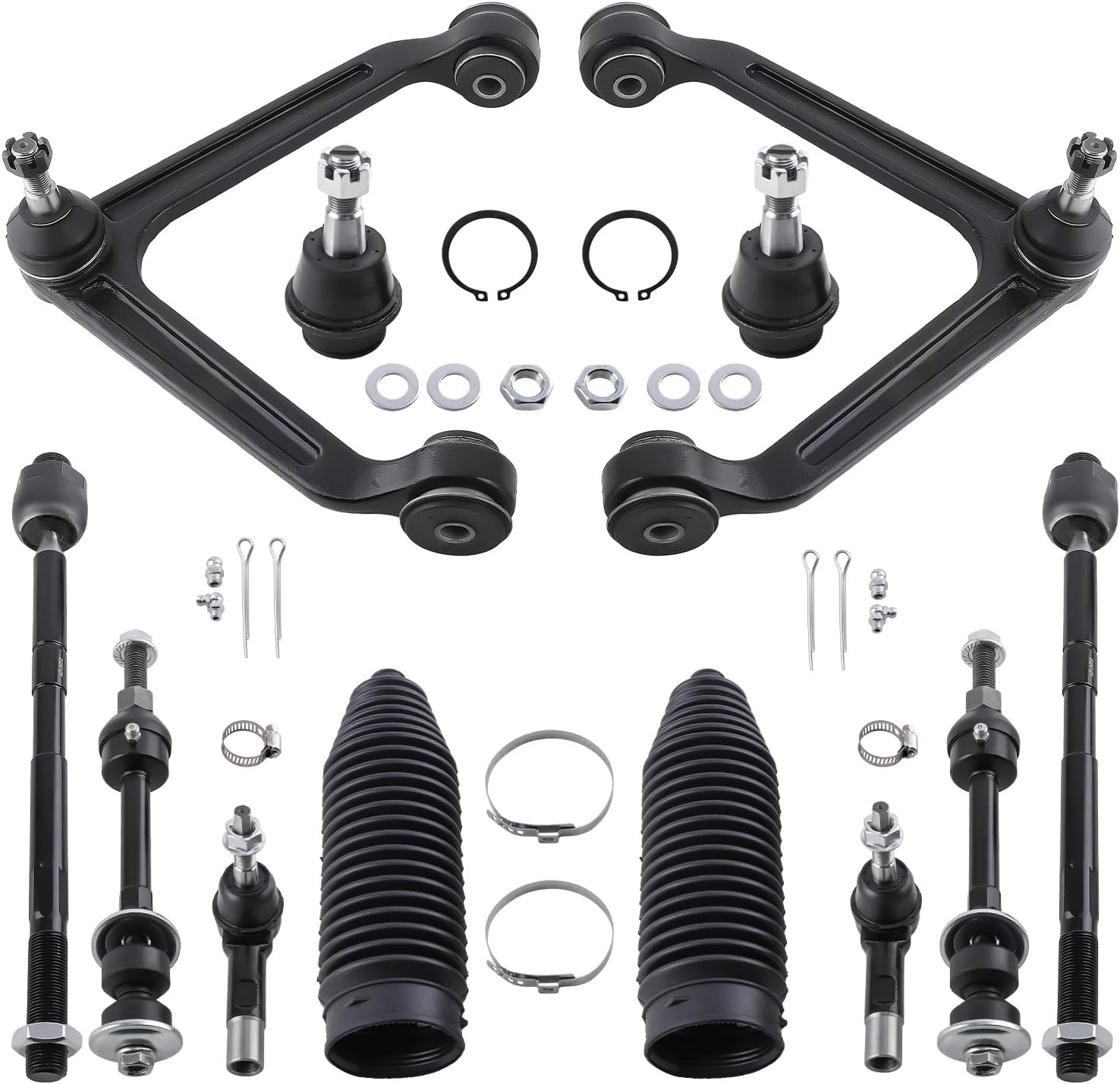maXpeedingrods 12Pc Front Upper Control Arm with Ball Joint for Dodge Ram 1500 2002-2005 RWD, Suspension Kit Sway Bar Link Outer Inner Tie Rods Boots