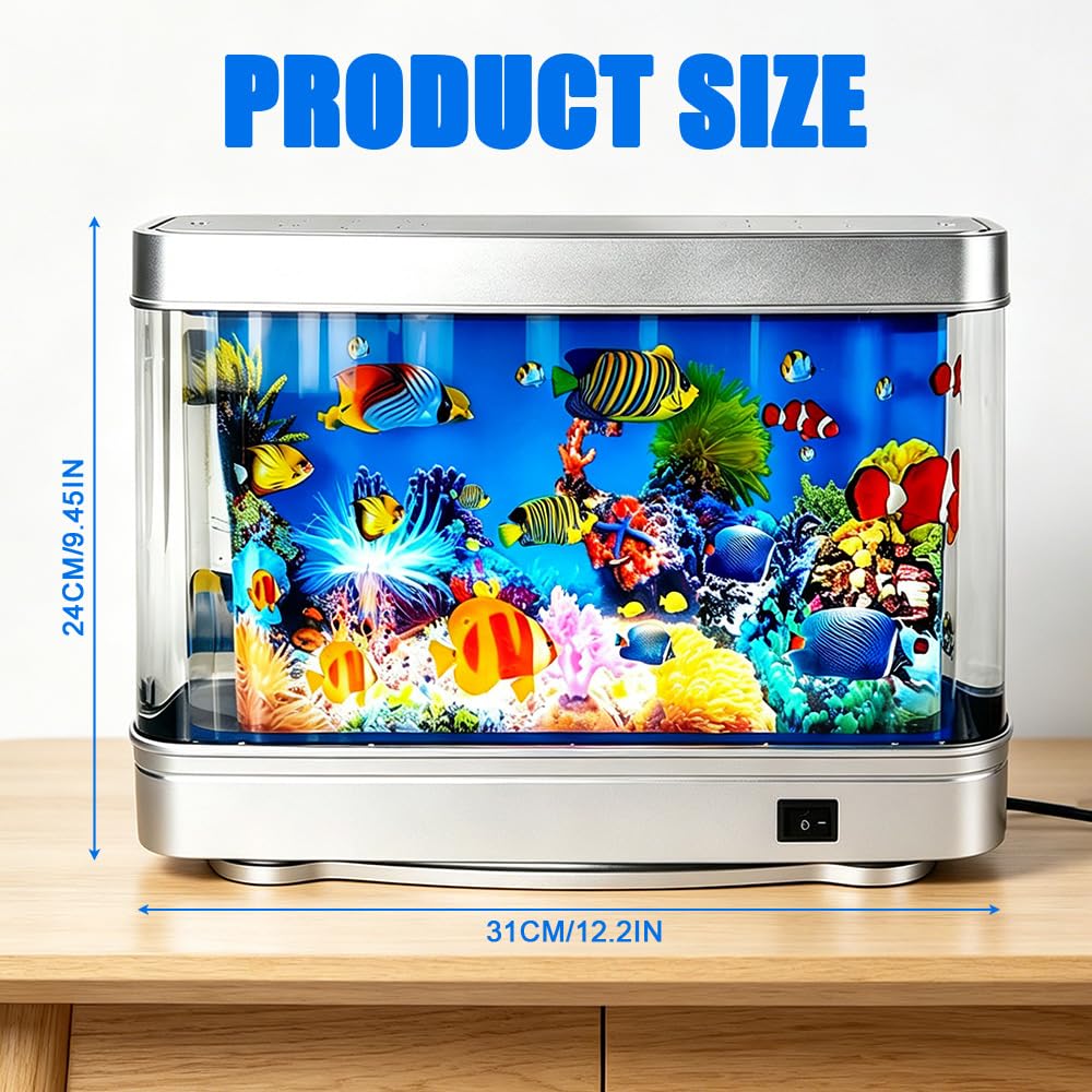 Künstliches Aquarium Lampe Lavalampe, Mini Aquarium Baby mit Sanfter, Augenschonender Beleuchtung, Leiser Energiespar Schreibtischaquarium, Gute Wahl für Geschenke Raumdekoration