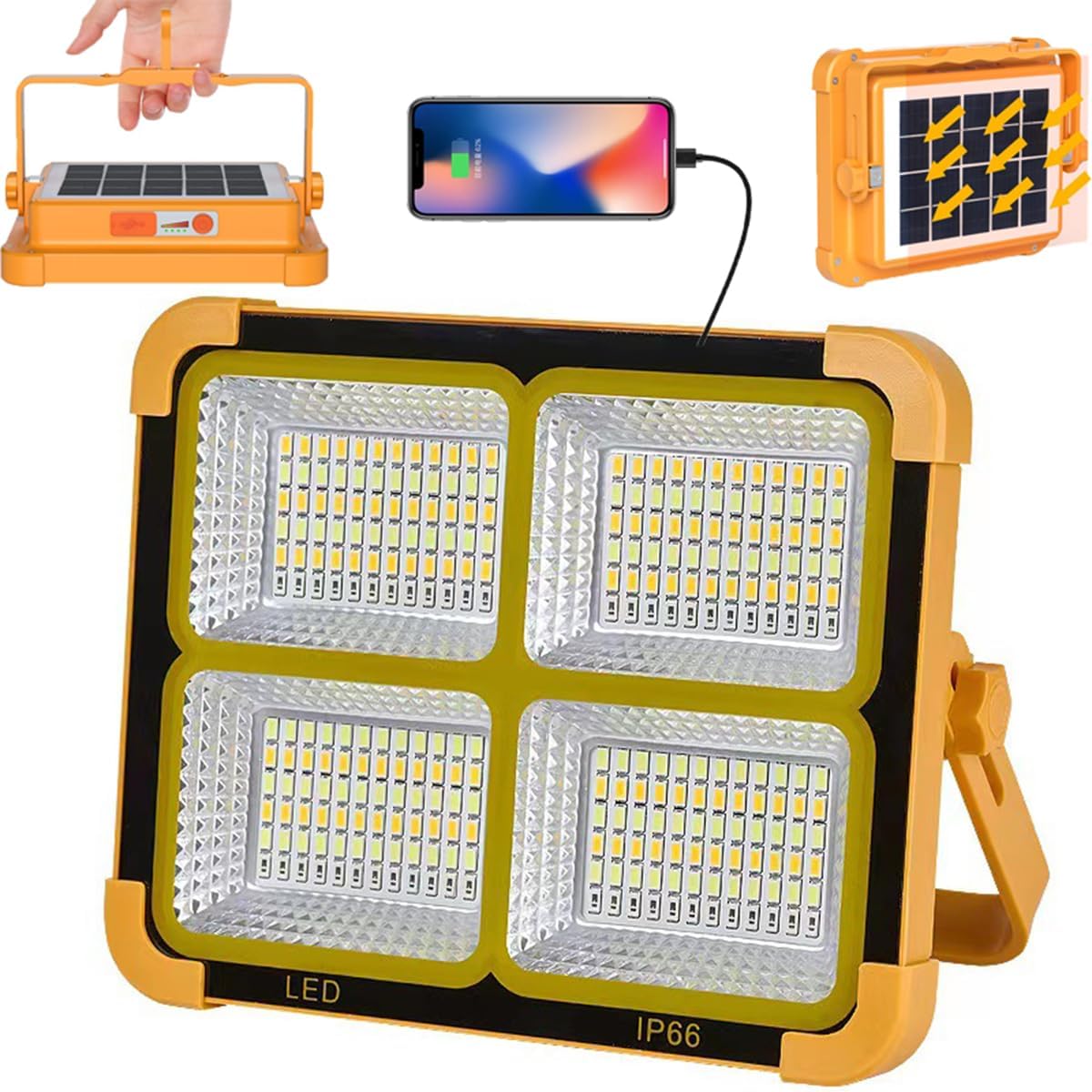 Amazon.co.jp: LED投光器 充電式 作業灯 15000mAH大容量 フラッドライト 200W 10000LM ソーラー充電 ...