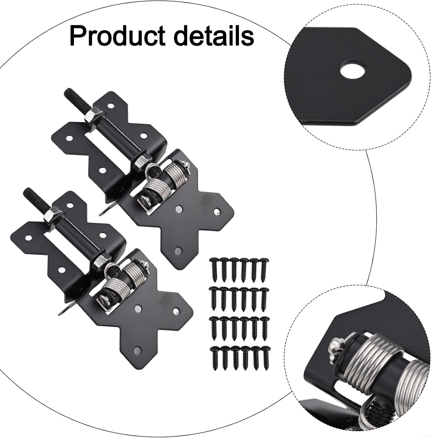 Carbon Steel Self Closing Gate Hinges, Heavy Duty 90 Degree Gate Hardware Hinges for Fences and Barriers
