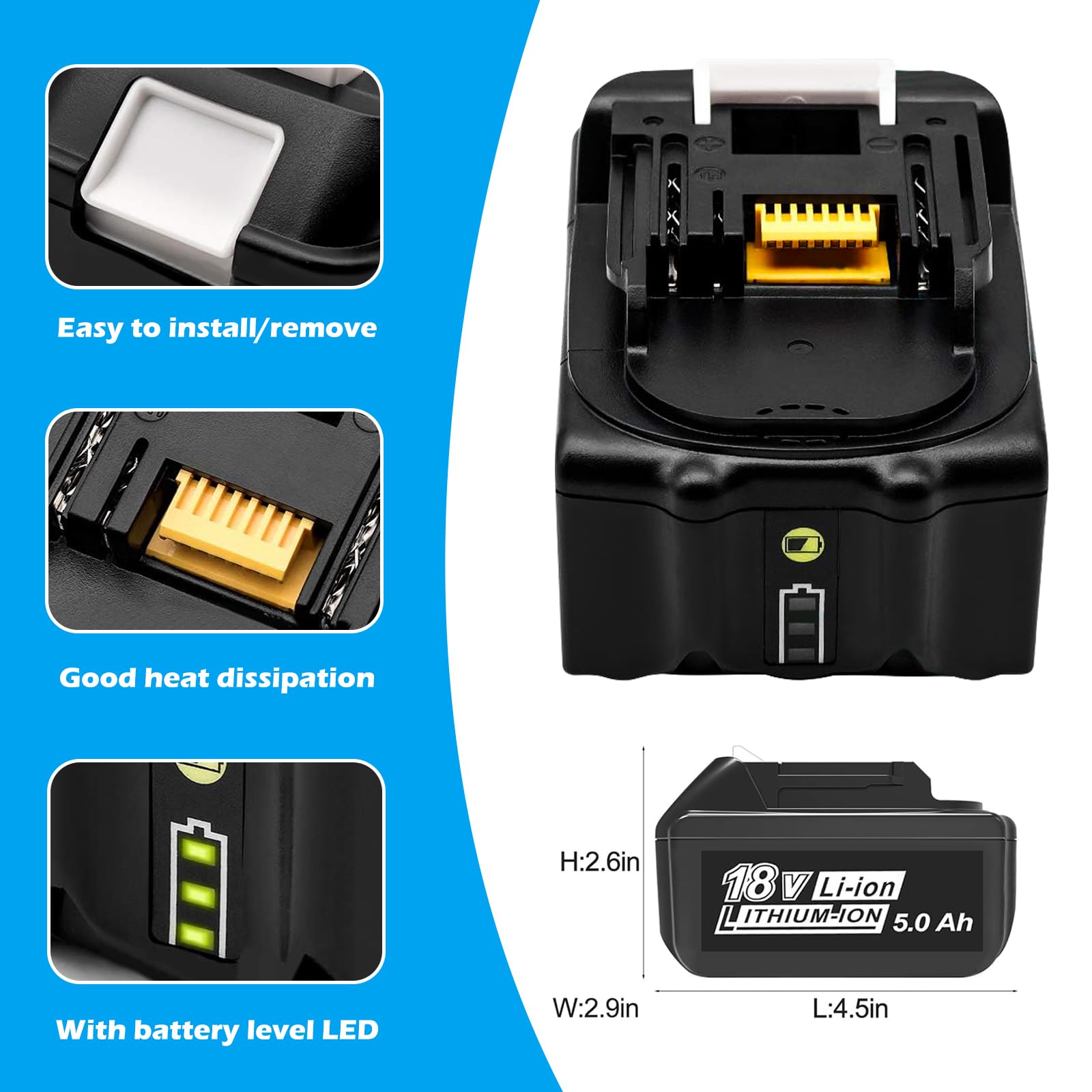 Amazon.com: JAUKIST 18V BL1860B Replacement Battery Compatible