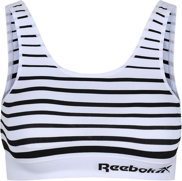 Reebok Women's Kira Bra, White/Black Stripped, M UK