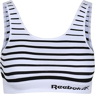 Reebok Women's Women’s Seamless Crop Top, Stretch Cotton Cropped Sports Top With Removable Pads – Black Bra