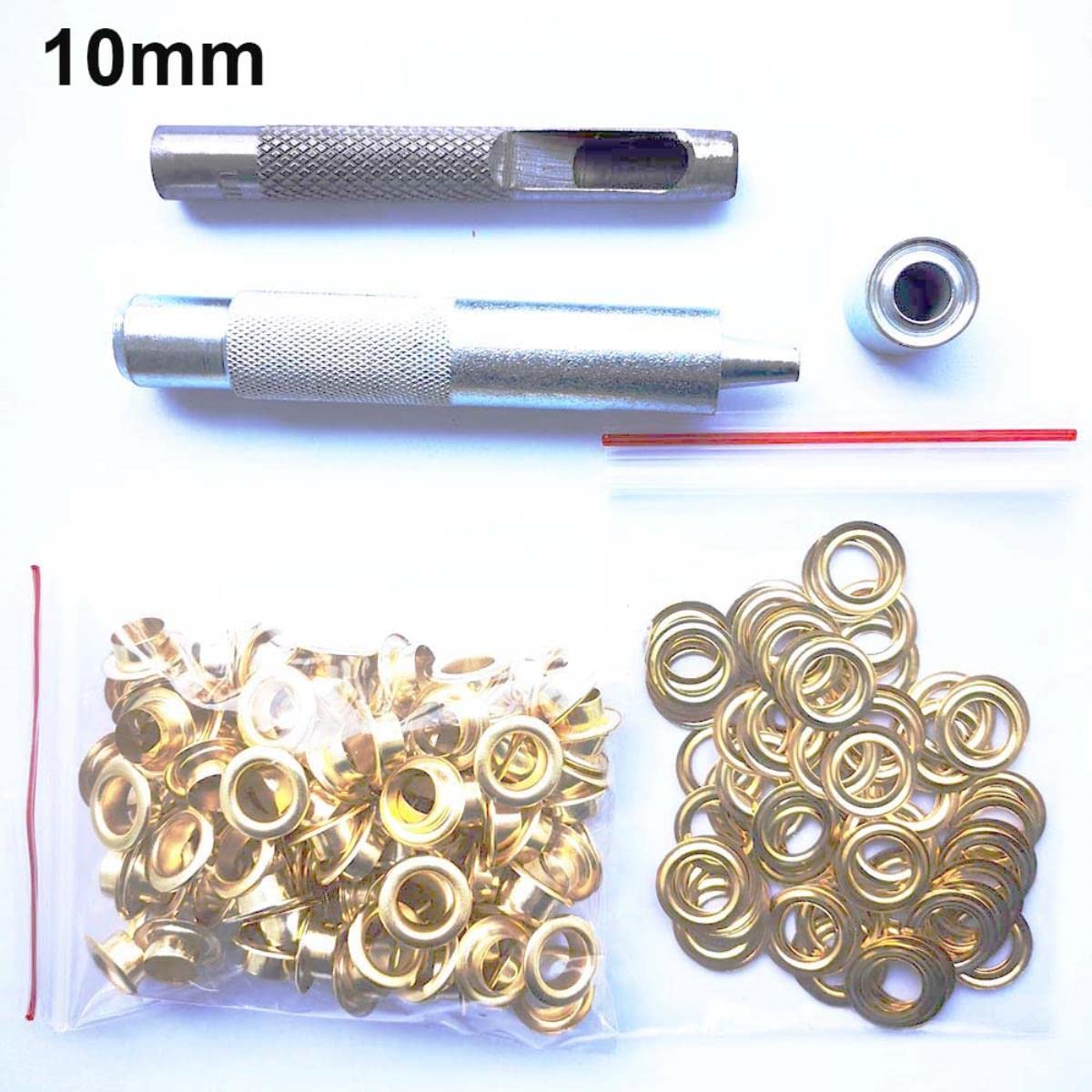 10mm 100Set Argento/Oro/Nichel Nero/Bronzo/Multicolore Occhiello e Occhiello Punzone Punzone Set di Strumenti Pulsante in Metallo per DIY Artigianato in Pelle - Cina,10mm strumento 100 bianco