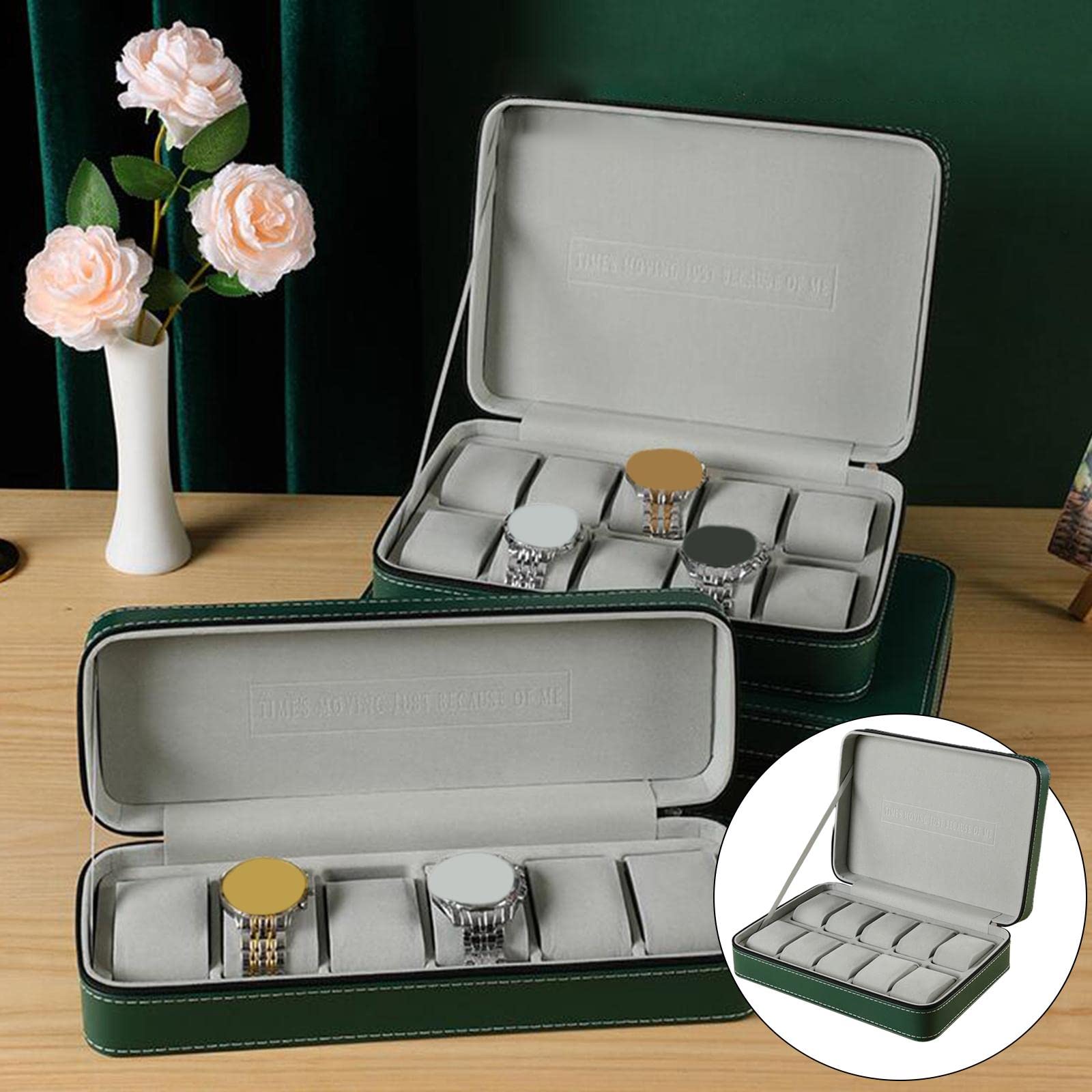 Stojak do przechowywania biżuterii, pudełko na zegarek eleganckie etui z szufladami na zegarki na rękę walizka podróżna Unisex dla dorosłych (Color : 10 Slot)