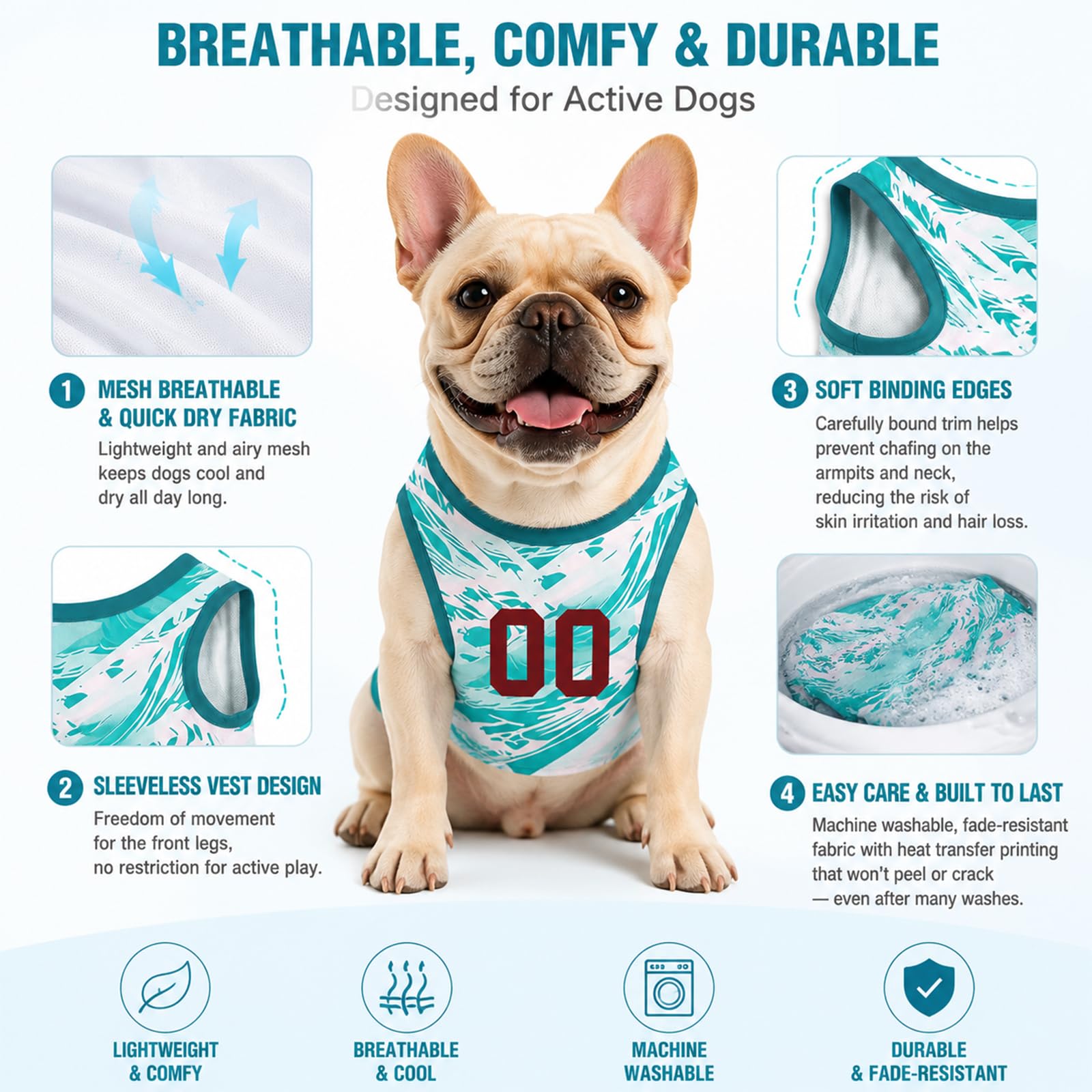 Tshirt Personnalisé pour Chien avec Nom & Numéro Coupe du Monde 2026 Maillot pour Chiens de Petite et Moyenne Taille, F