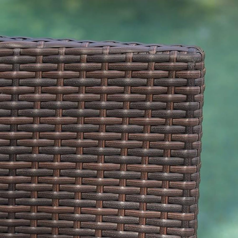 Saiveina Outdoor Wicker Barstools Faux Rattan Patio Bar Stools Foldable Chair, Multibrown, Set of 2