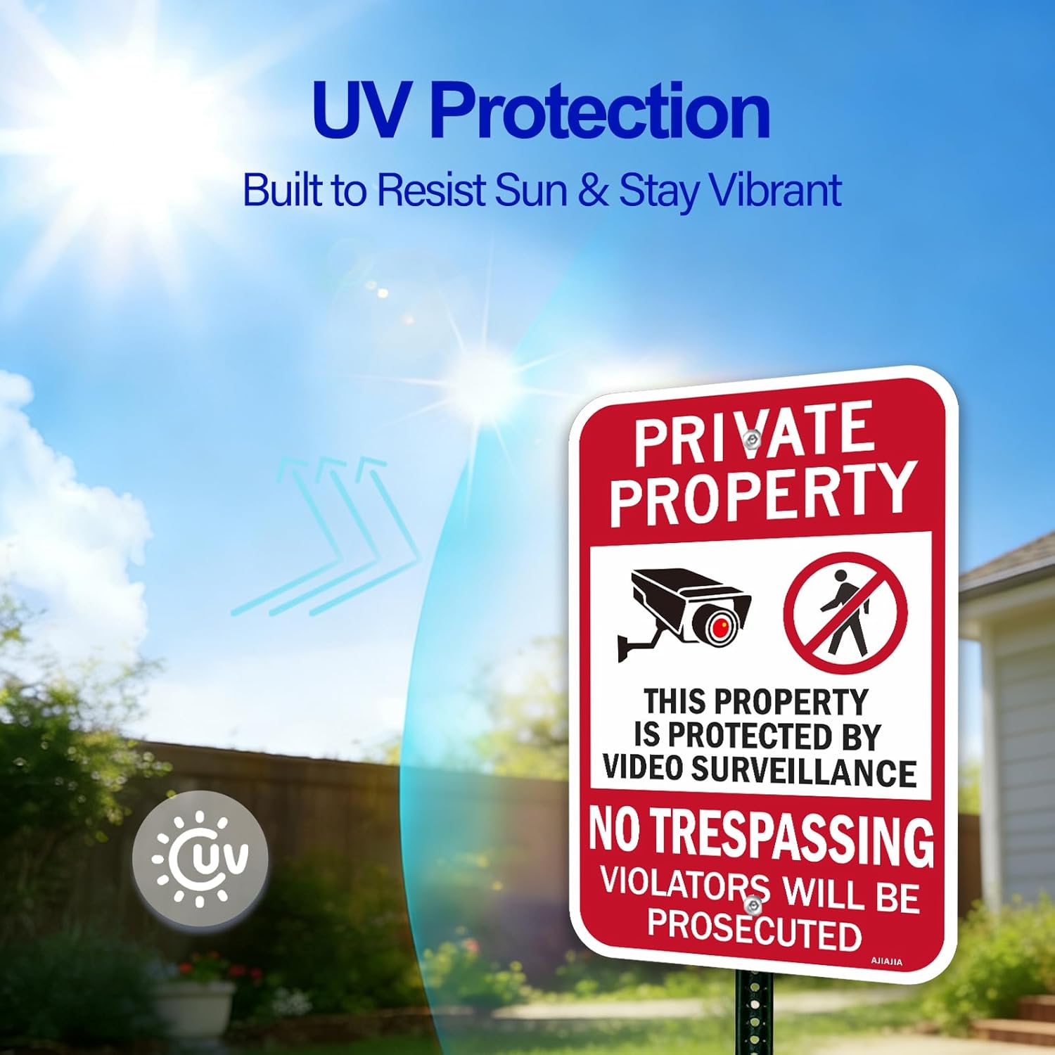 (4 Pack) Large No Trespassing Private Property Sign Video Surveillance Signs, 18" x 12" Rust Free Aluminum, Fade Resistant,Weather Resistant, Waterproof, 2 Pre-drilled Holes