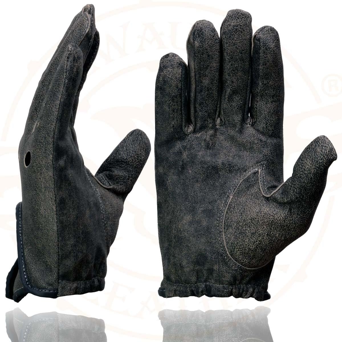 Milwaukee Leather MG7507 Men's Grey Perforated Leather Full Finger Motorcycle Hand Gloves W/Breathable ‘Open Knuckle’ - Image 4