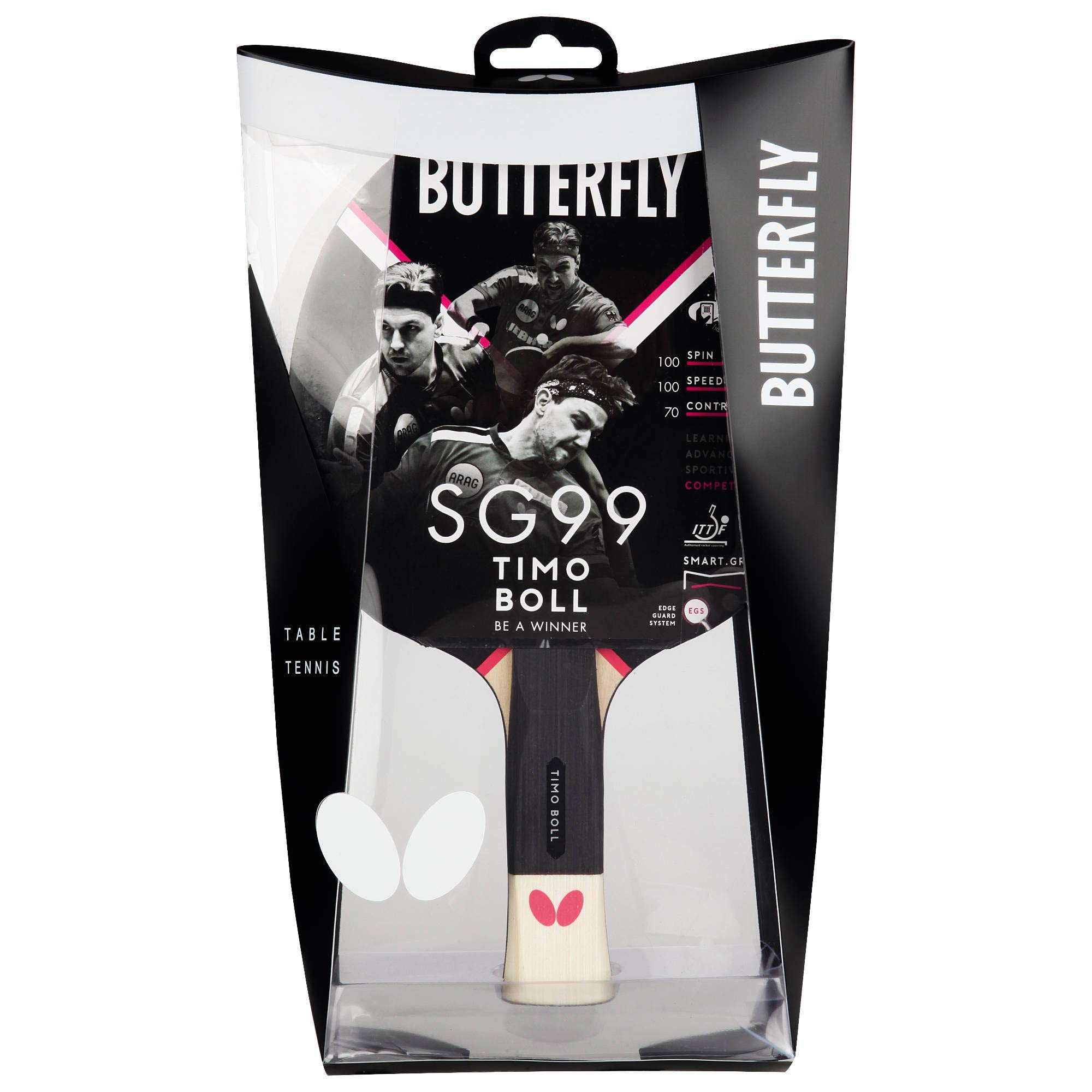 Racchetta Da Ping Pong Butterfly Timo Boll SG99 - Per Giocatori Competitivi. Gomma ITTF Certificata, Impugnatura Anatomica