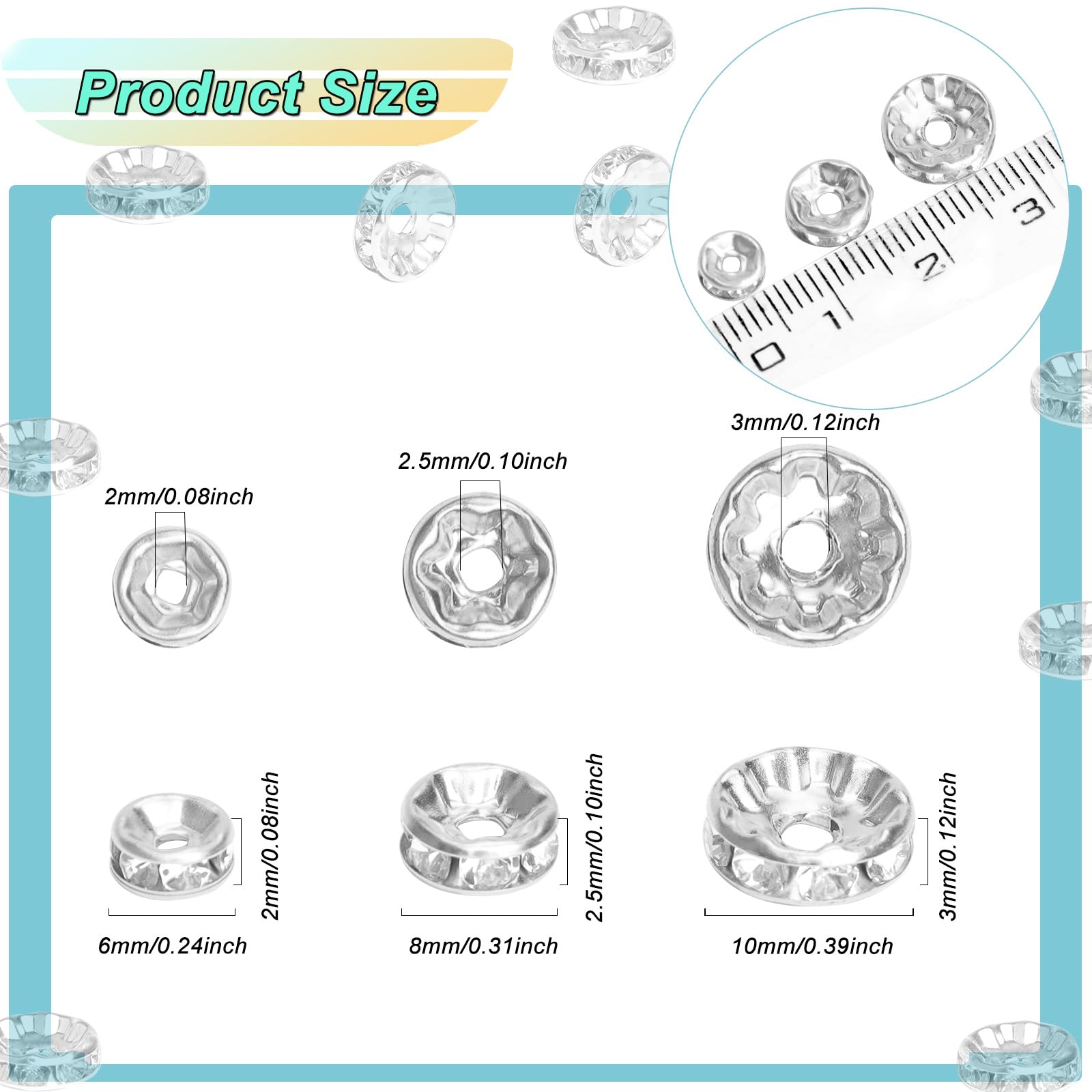 400pcs 10mm Sparkling Crystal Spacer Beads - Image 3