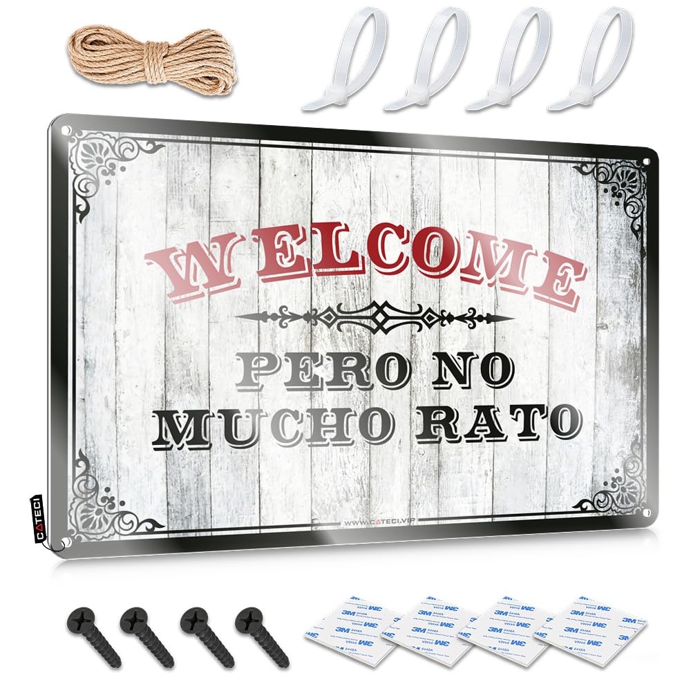 MGHTLCCME Man Cave Wall Decor Welcome Pero No Mucho Rato Tin Sign Door Decorations For Bedroom Home Bar Metal Signs(20X30CM)