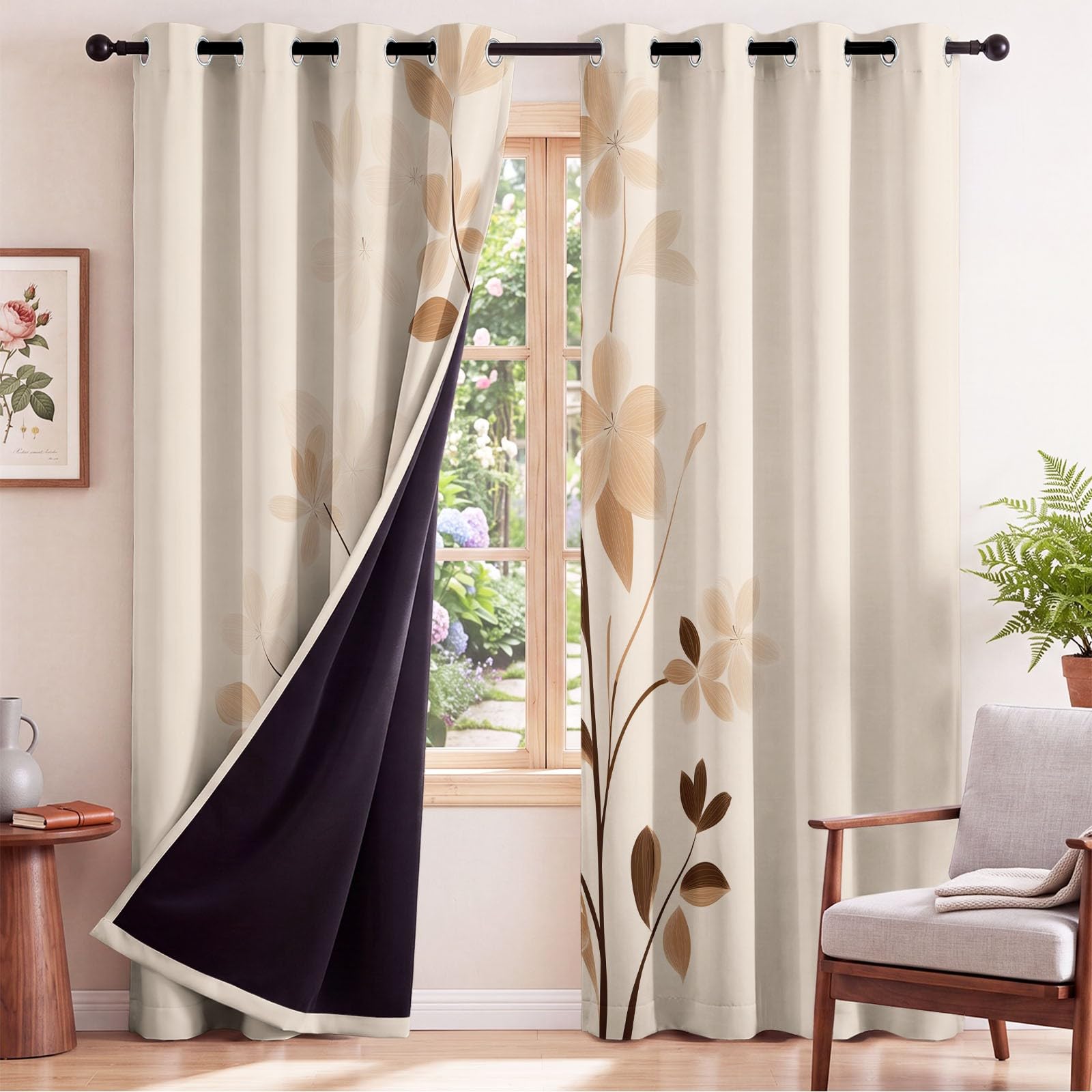 Juego de 2 cortinas escandinavas para niños, 200 x 140 cm, 100% opacas