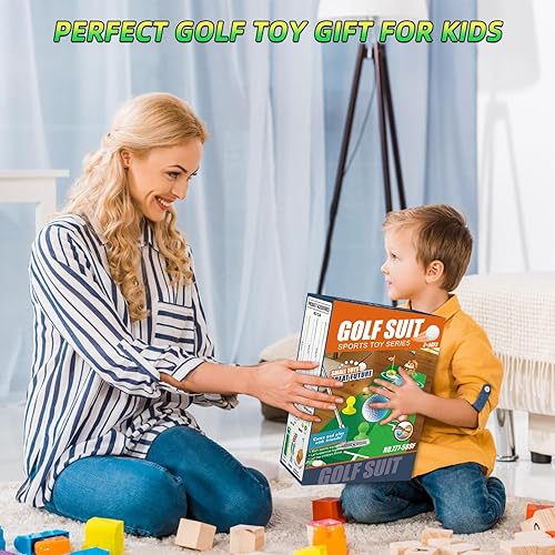 Miniatura 7 de Juego de golf para niños pequeños a partir de 3 años, palos de golf retráctiles con retorno de golf automático ligero, 4 pelotas de golf brillantes