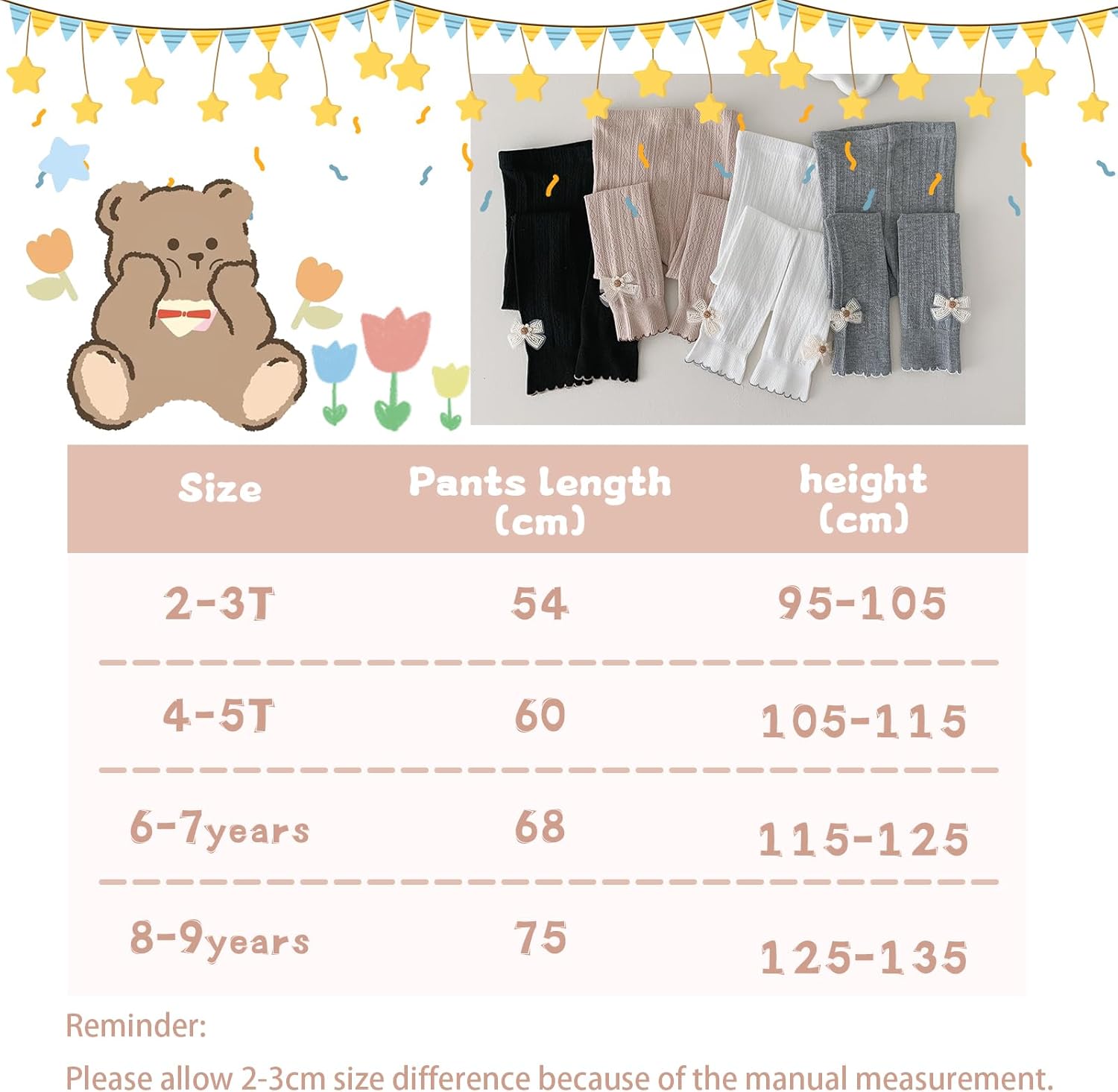 Silkglory Girls Leggings for Little Girls, 2 Pack Toddler Girl Pants Leggings for Baby Tights Knitted Multi-Colors 2-9 Years - Image 5